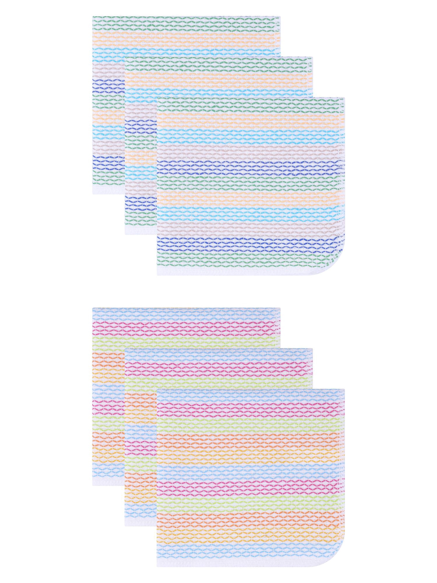 Unique Bargains 6 Pack Cotton Striped Cloths Red Blue Yellow/Blue Green Yellow 14" x 14"