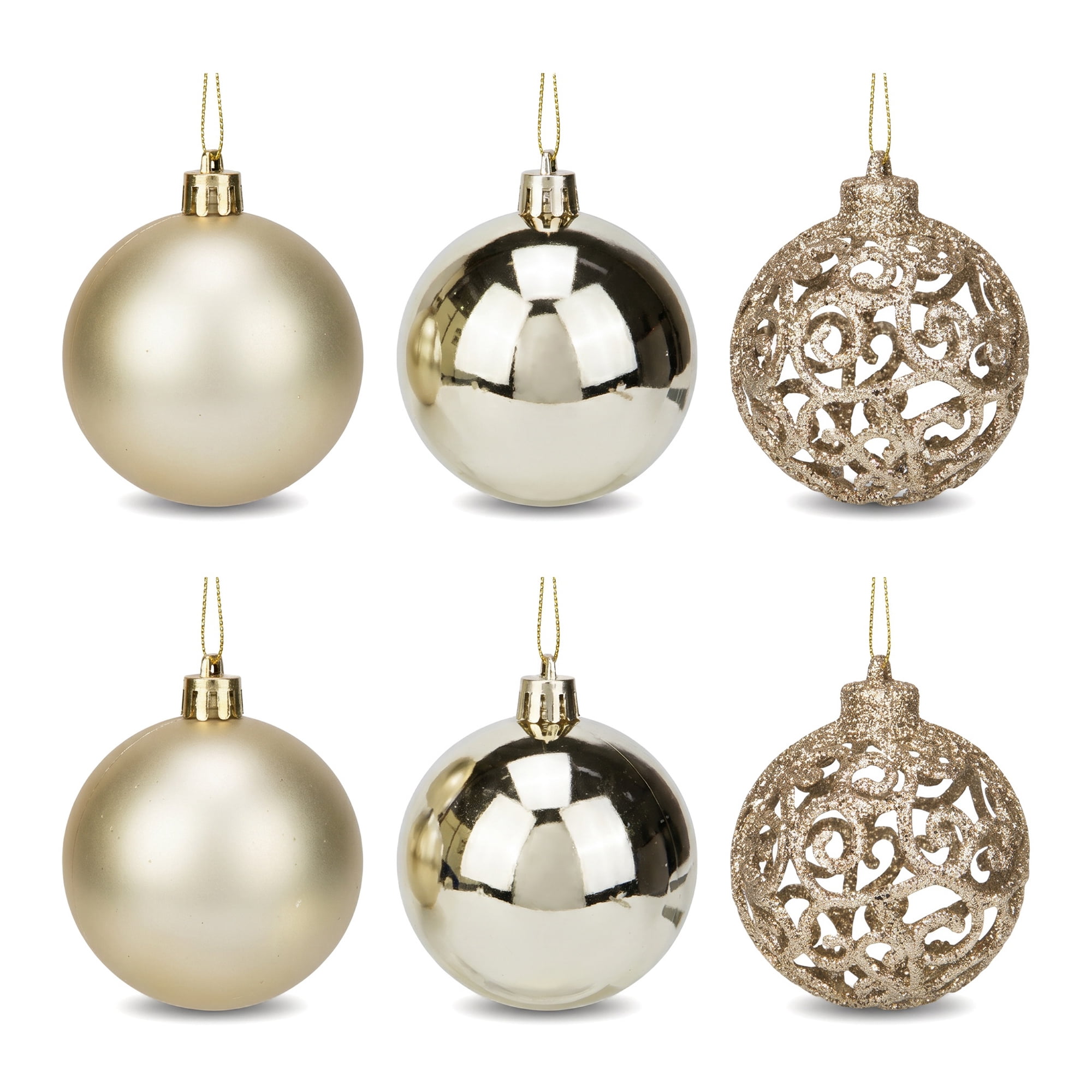 Unique Bargains 6 Pack Electroplated Sphere Orbs Christmas Tree Ornaments Champagne 2.4"