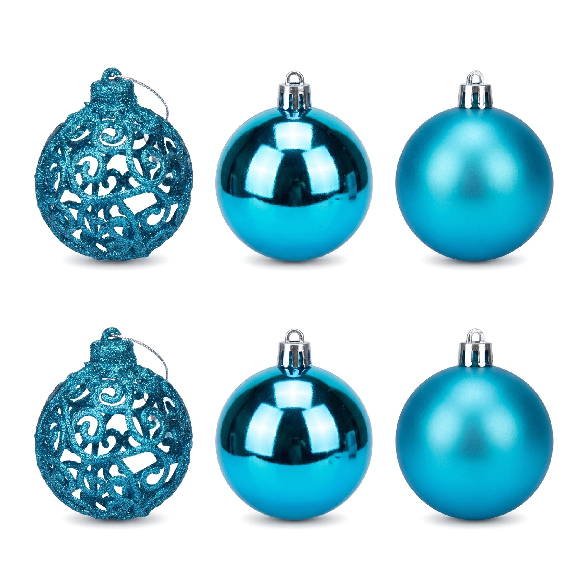 Unique Bargains 6 Pack Electroplated Sphere Orbs Christmas Tree Ornaments Light Blue 2.4"