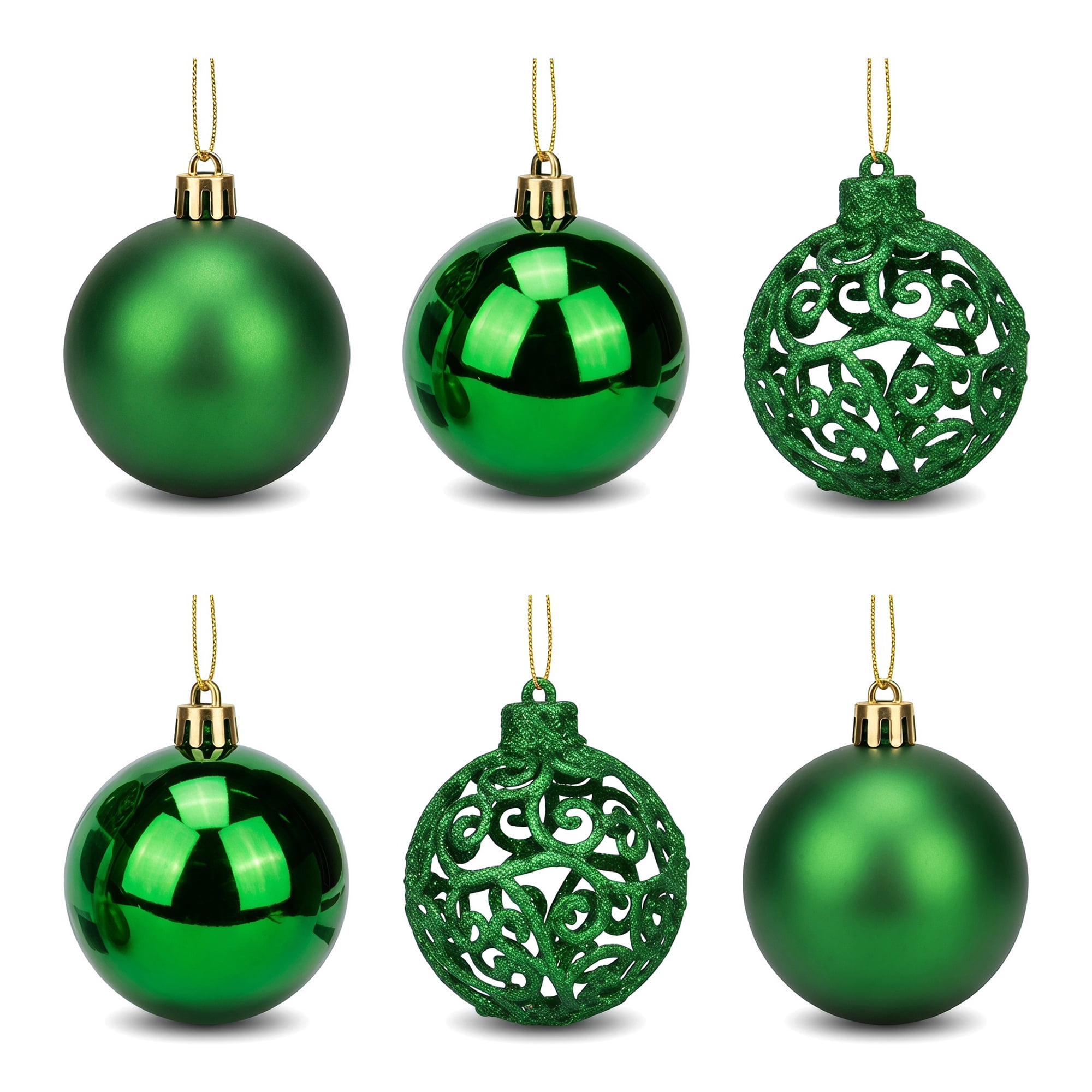 Unique Bargains 6 Pack Electroplated Sphere Orbs Decorative Christmas 0rnaments Green 2.4"