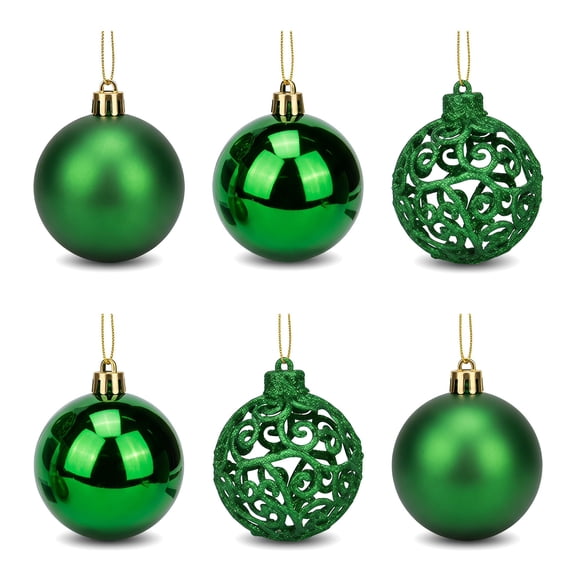 Unique Bargains 6 Pack Electroplated Sphere Orbs Decorative Christmas 0rnaments Green 2.4"