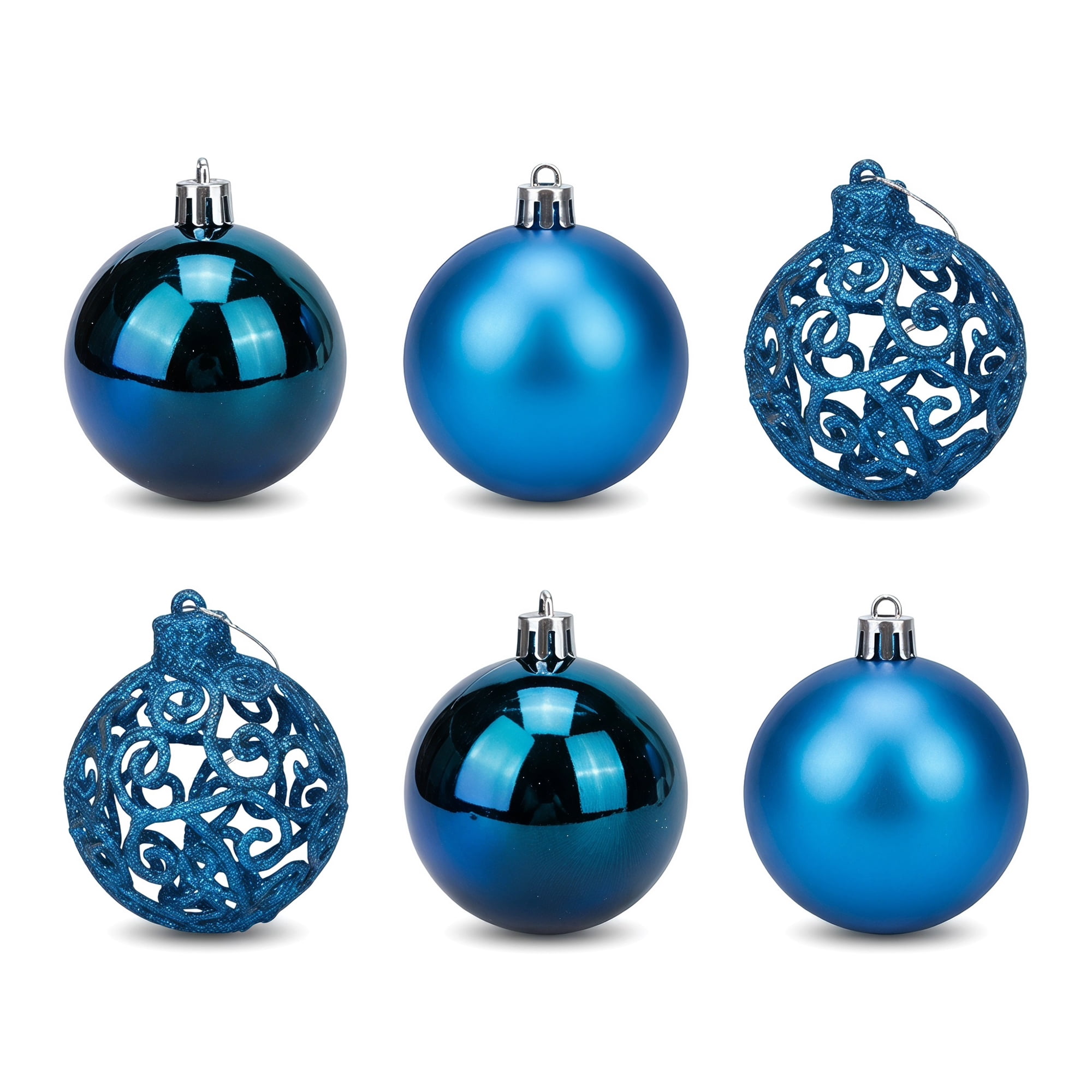 Unique Bargains 6 Pack Electroplated Sphere Orbs Decorative Christmas Ornaments Blue 2.4"