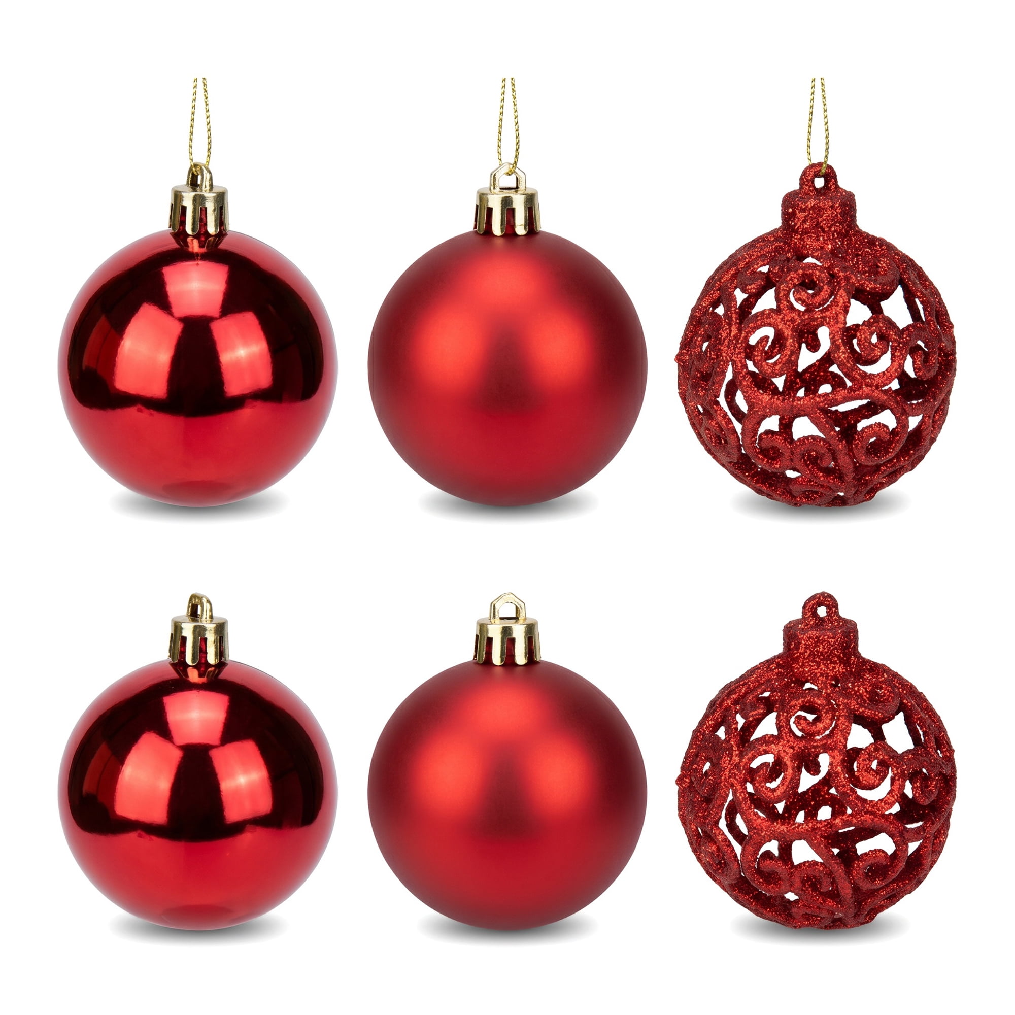 Unique Bargains 6 Pack Electroplated Sphere Orbs Decorative Christmas Ornaments Red 2.4"