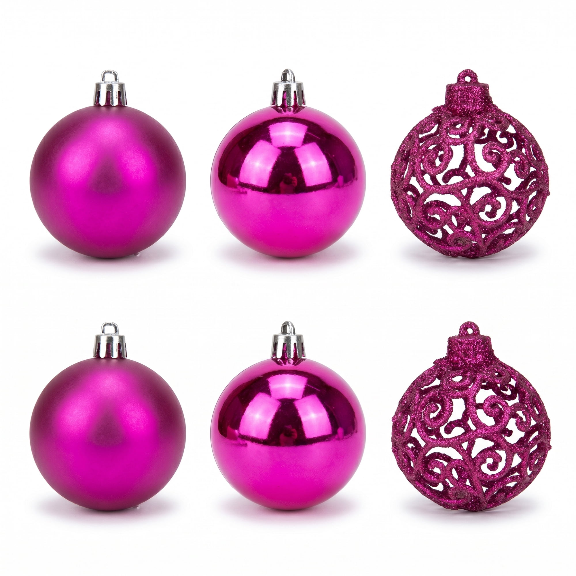 Unique Bargains 6 Pack Electroplated Sphere Orbs Decorative Christmas Ornaments Rose 2.4"