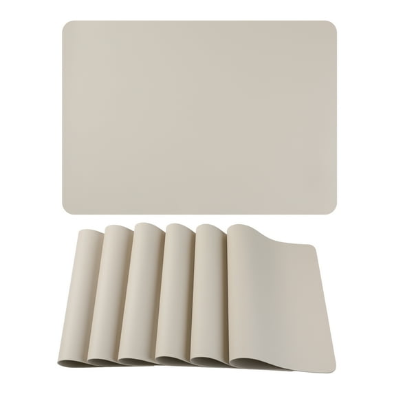 Unique Bargains 6 Pack Faux Leather Placemats for Kitchen Dining Table Decor Cream