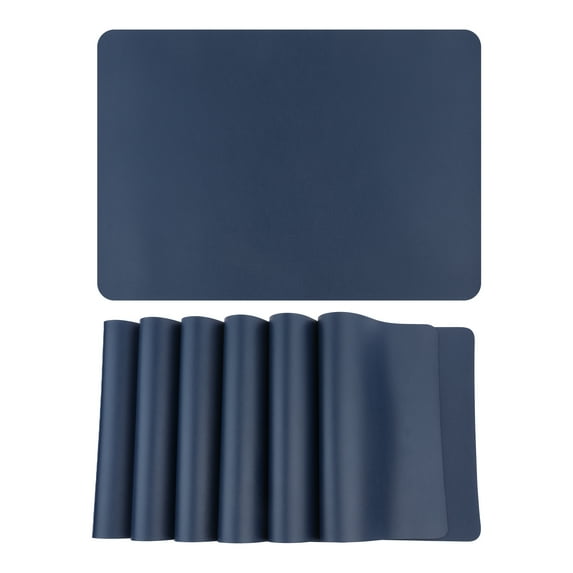 Unique Bargains 6 Pack Faux Leather Placemats for Kitchen Dining Table Decor Dark Blue