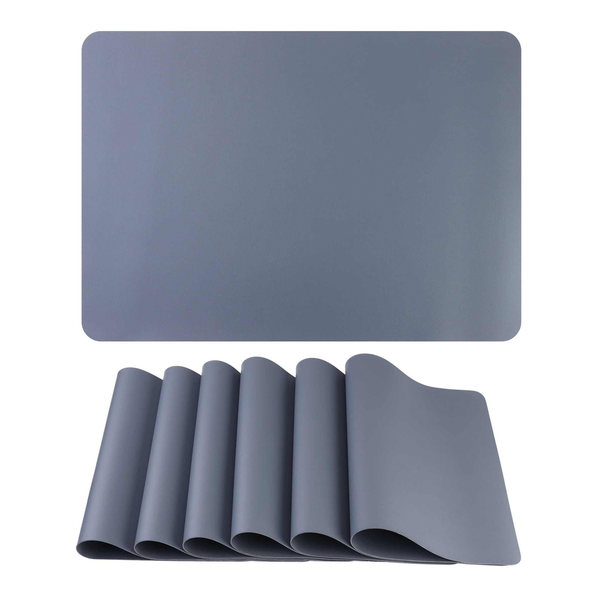 Unique Bargains 6 Pack Faux Leather Placemats for Kitchen Dining Table Decor Dark Gray