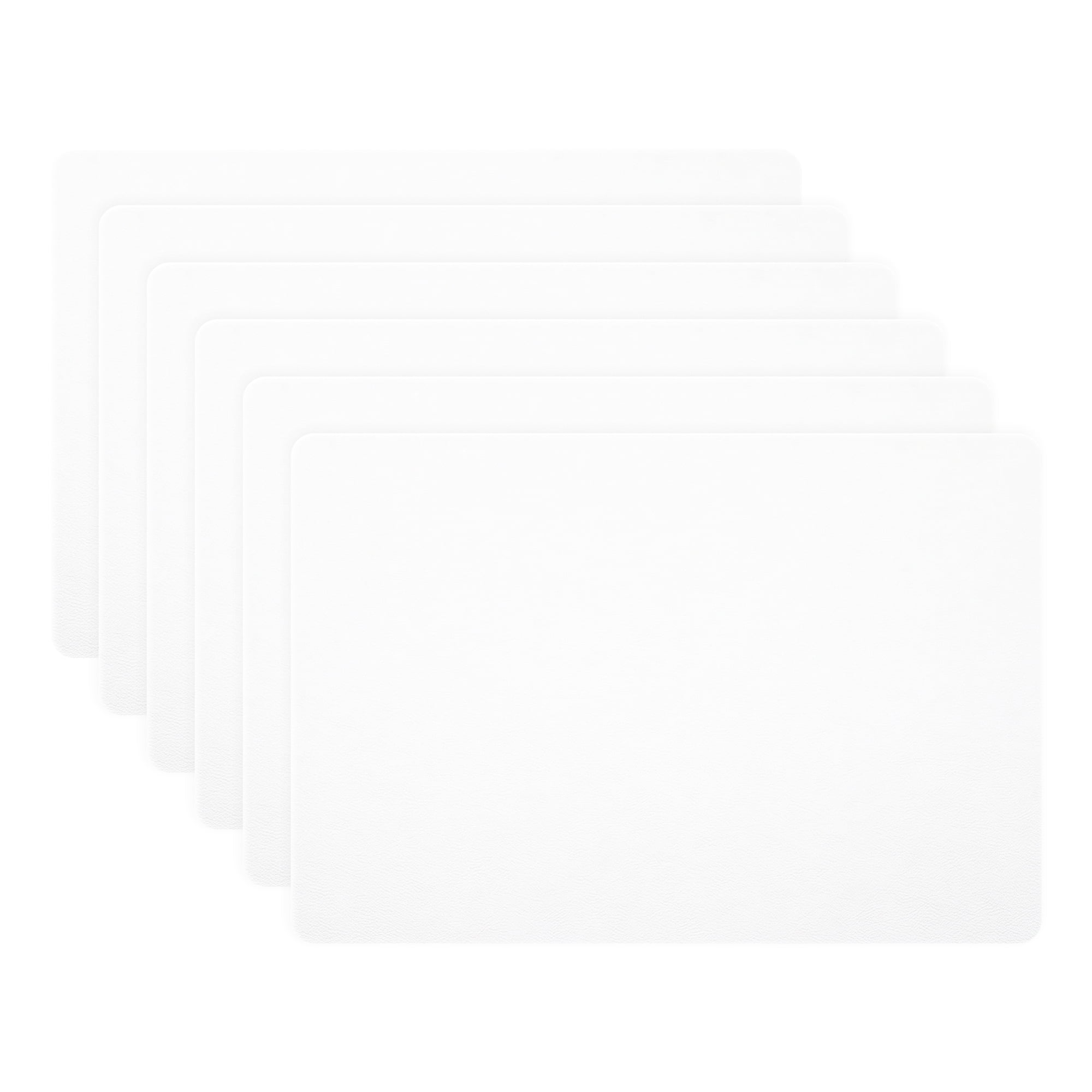 Unique Bargains 6 Pack Faux Leather Placemats for Kitchen Dining Table Decor White 17"x12"
