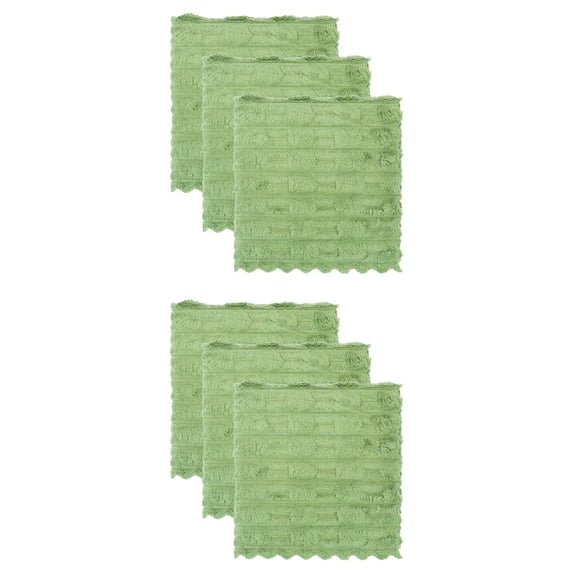 Unique Bargains 6 Pack Microfiber Streak Free Cloths Dark Dark Green 12"x12"