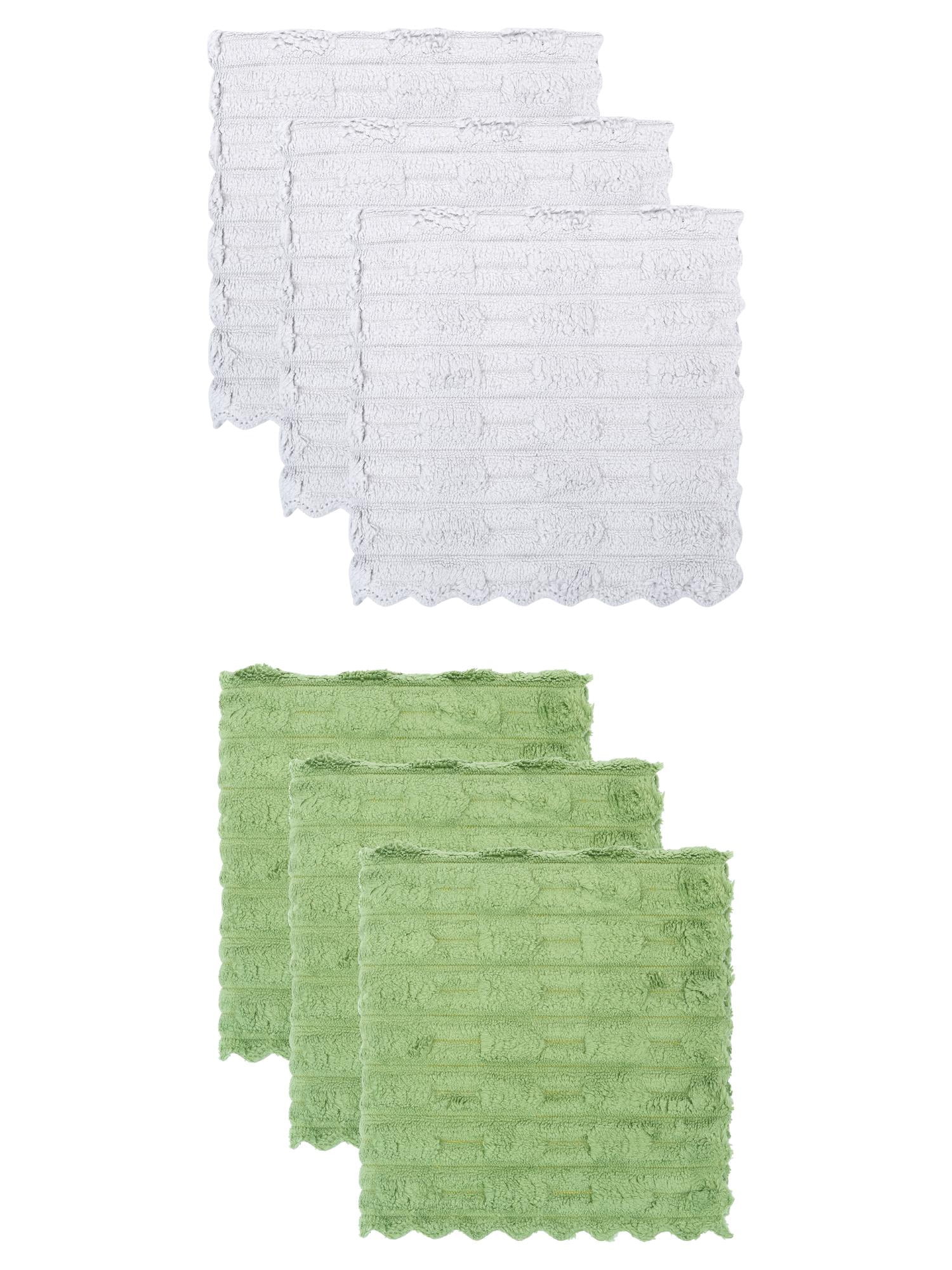 Unique Bargains 6 Pack Microfiber Streak Free Cloths Dark Dark Green/Light Grey 12"x12"