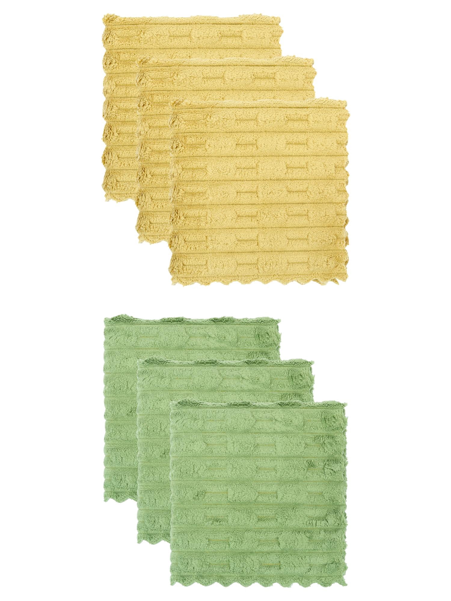 Unique Bargains 6 Pack Microfiber Streak Free Cloths Dark Dark Green/Olive Green 12"x12"