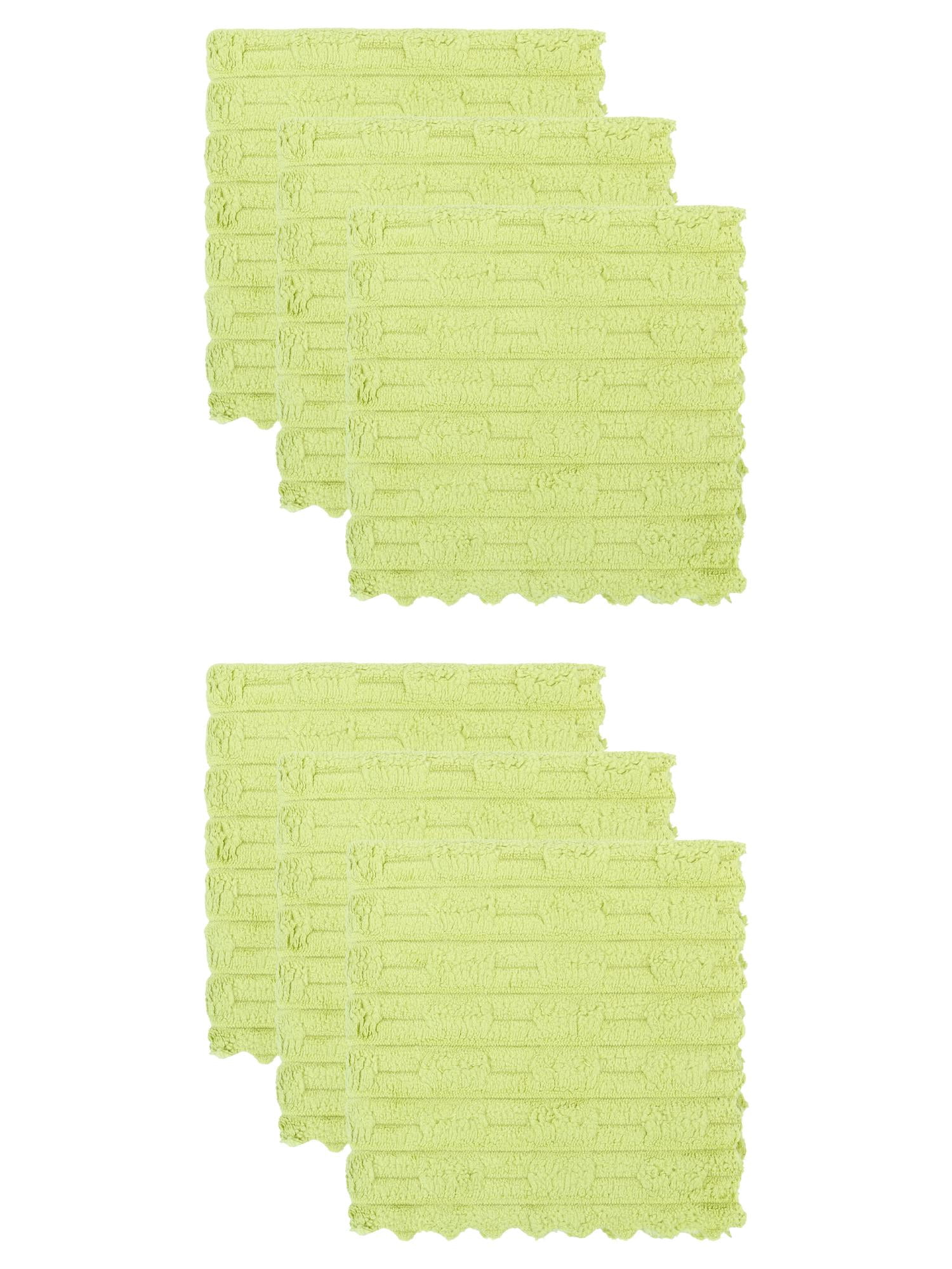 Unique Bargains 6 Pack Microfiber Streak Free Cloths Dark Light Green 12"x12"