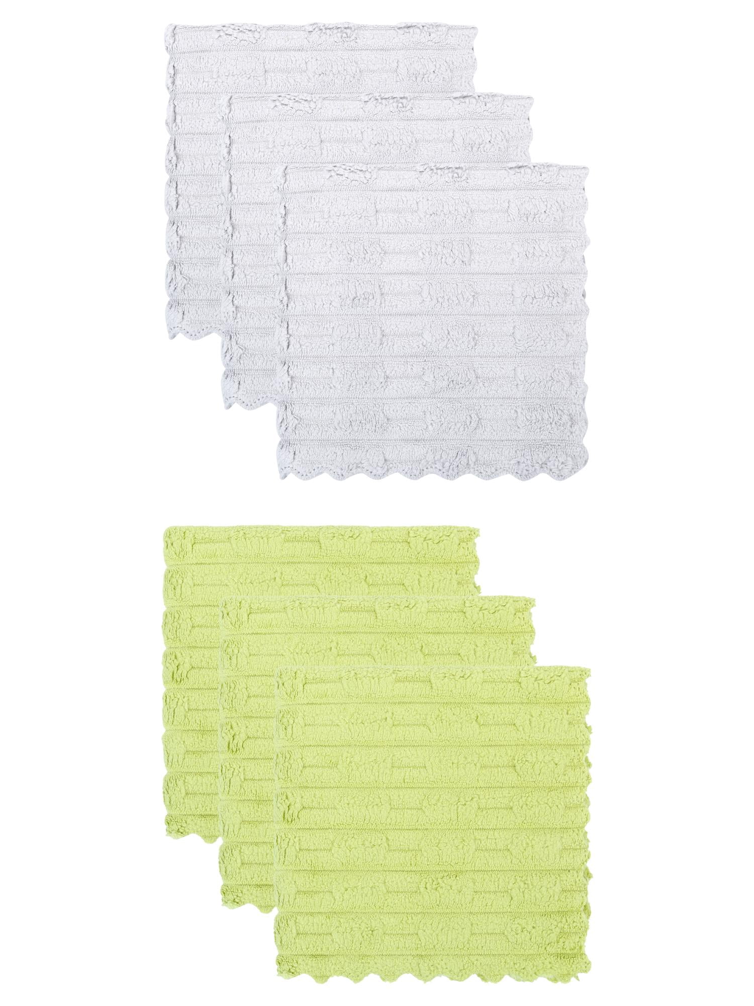 Unique Bargains 6 Pack Microfiber Streak Free Cloths Dark Light Green/Light Grey 12"x12"