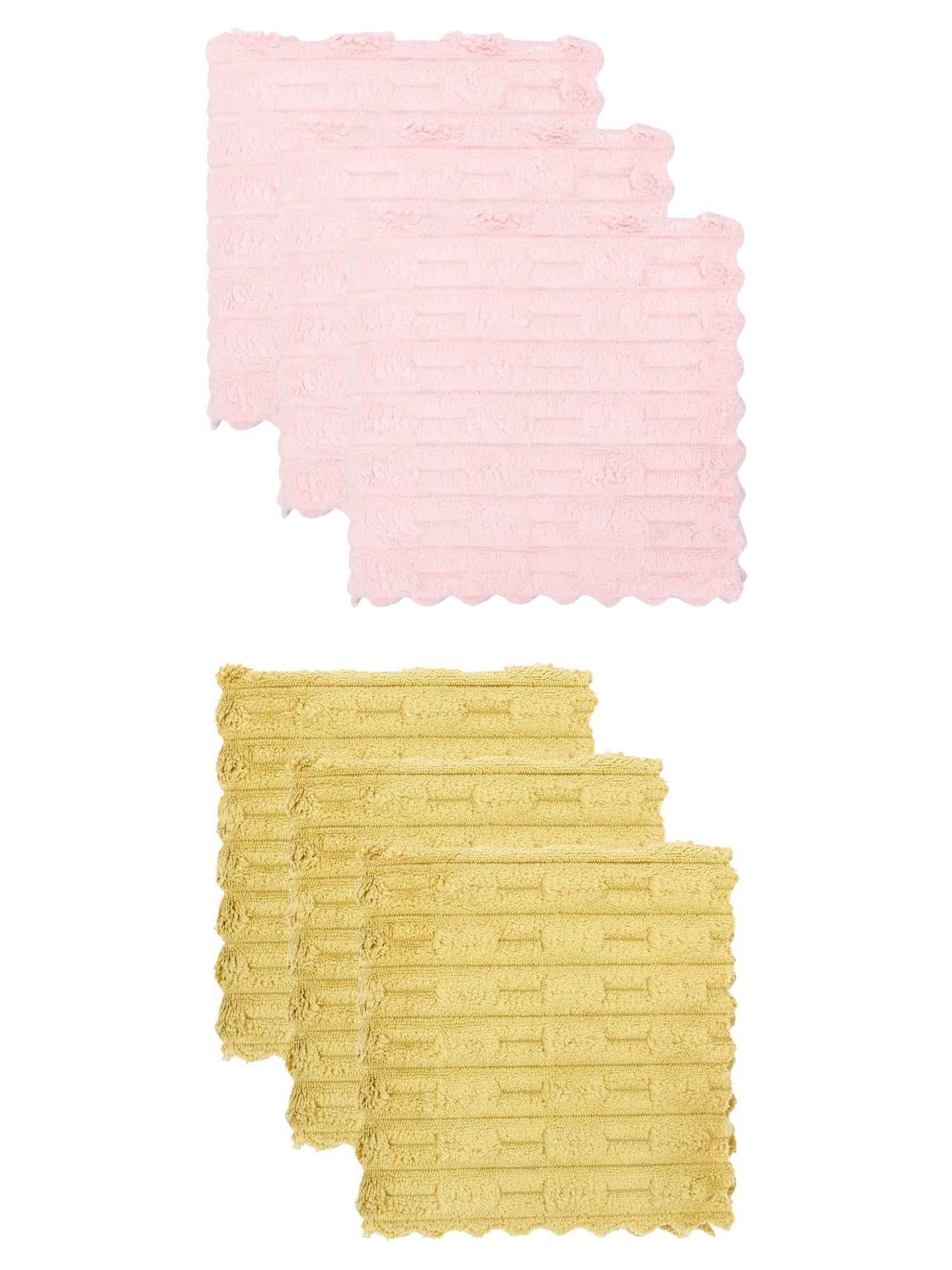 Unique Bargains 6 Pack Microfiber Streak Free Cloths Dark Olive Green/Pink 12"x12"