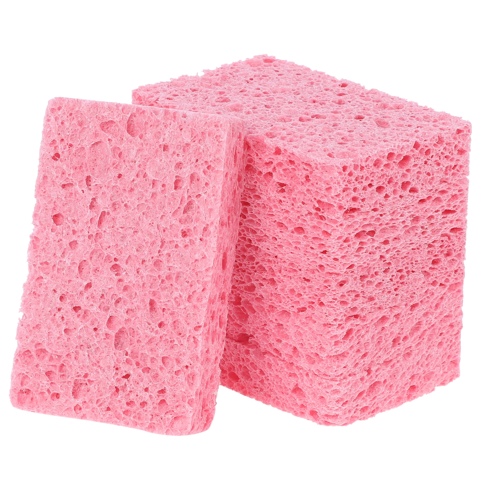 Unique Bargains 6 Pack Non-Scratch Sponges Kitchen Cleaning Sponges Pink 4.3"x2.8"x0.8"