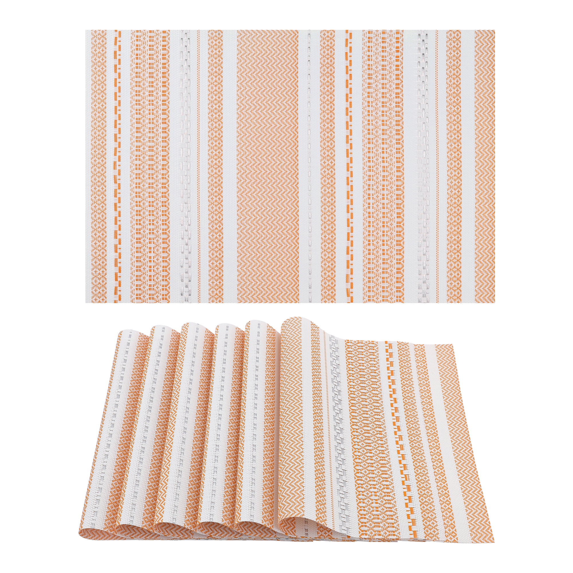 Unique Bargains 6 Pack Placemat for Dining Table Decor Washable Table Placemats Orange