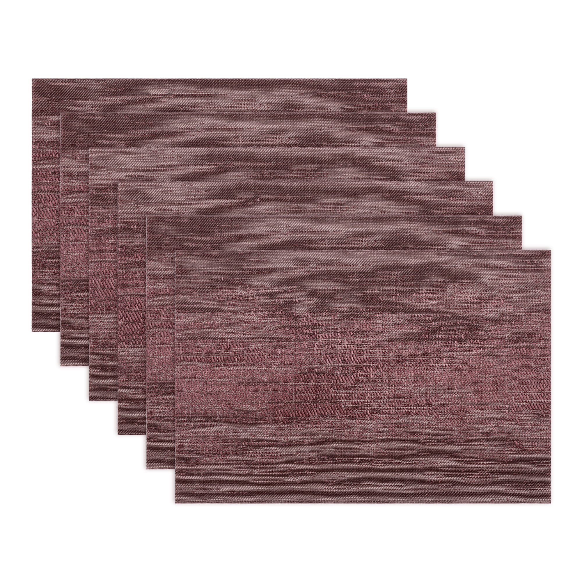 Unique Bargains 6 Pack Plastic Placemats for Dining Table Decor Brown 17.7x11.8inch
