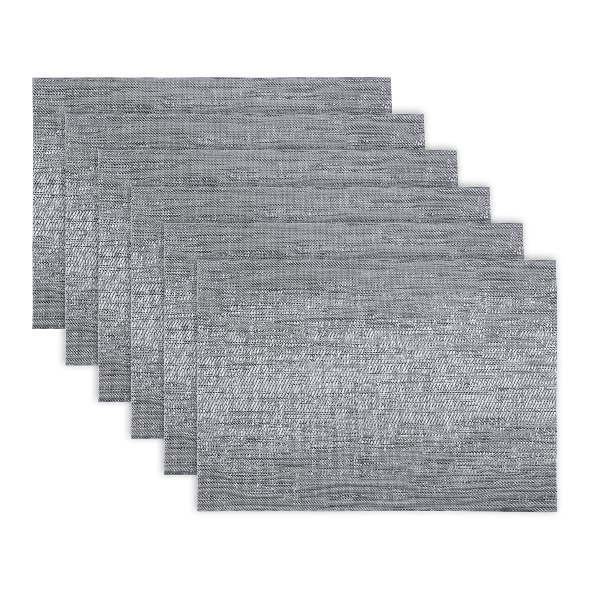 Unique Bargains 6 Pack Plastic Placemats for Dining Table Decor Dark Gray 17.7x11.8inch