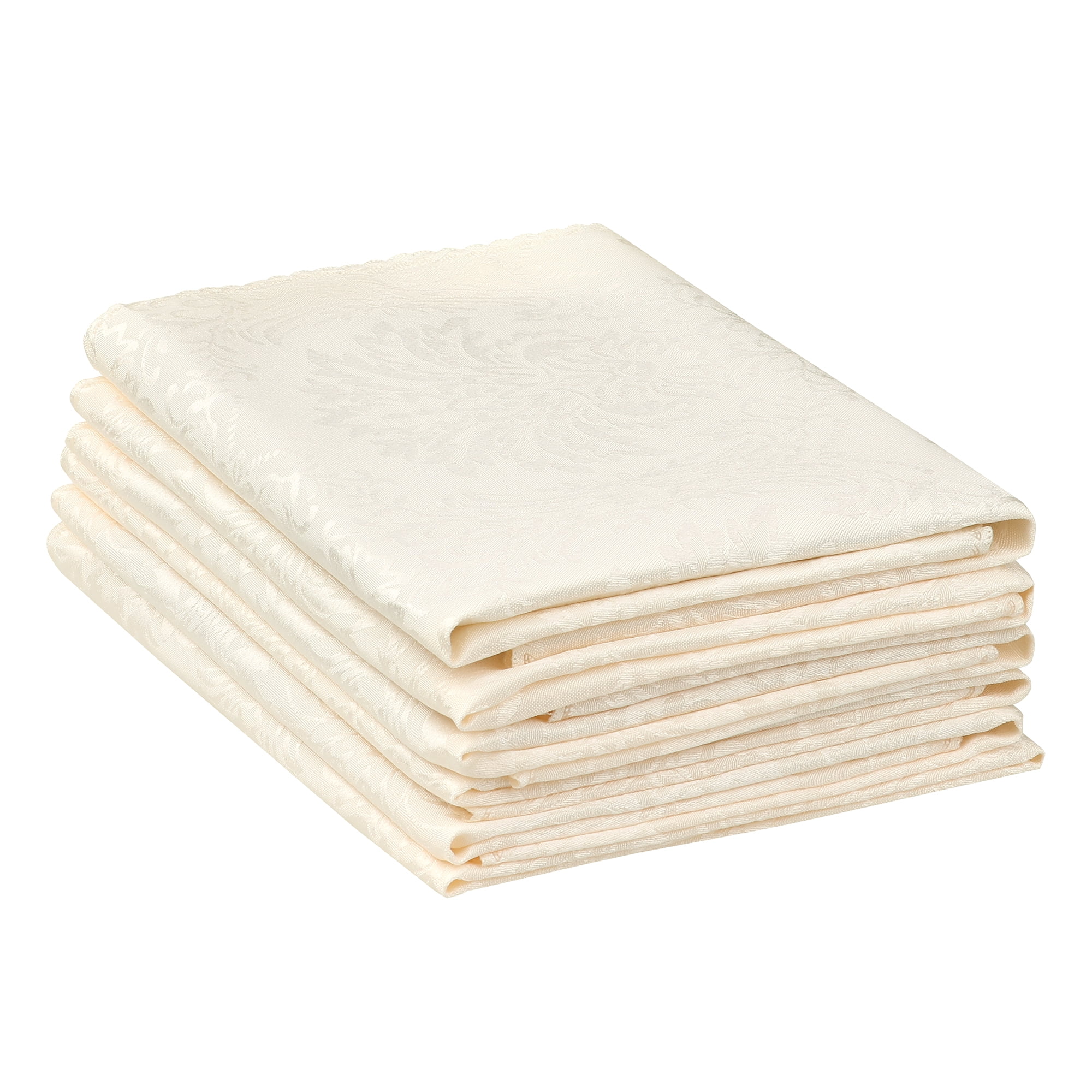 Unique Bargains 6 Pack Polyester Napkins Printed Floral Napkins for Party and Christmas Beige