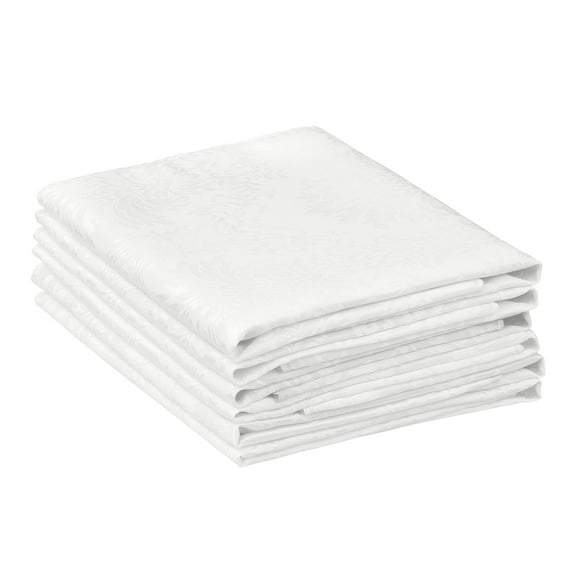Unique Bargains 6 Pack Polyester Napkins Printed Floral Napkins for Party and Christmas White