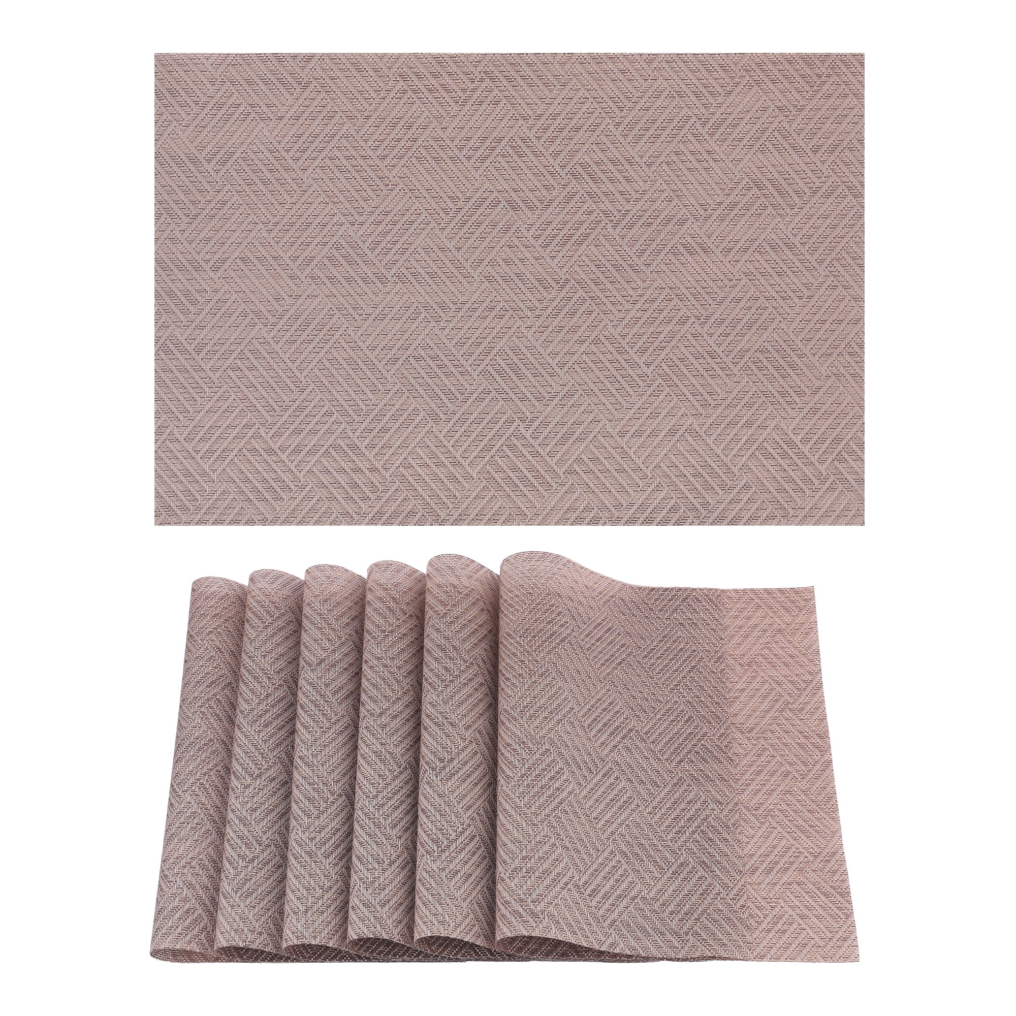 Unique Bargains 6 Pack Polyvinyl Chloride Placemats for Kitchen Dining Table Brown