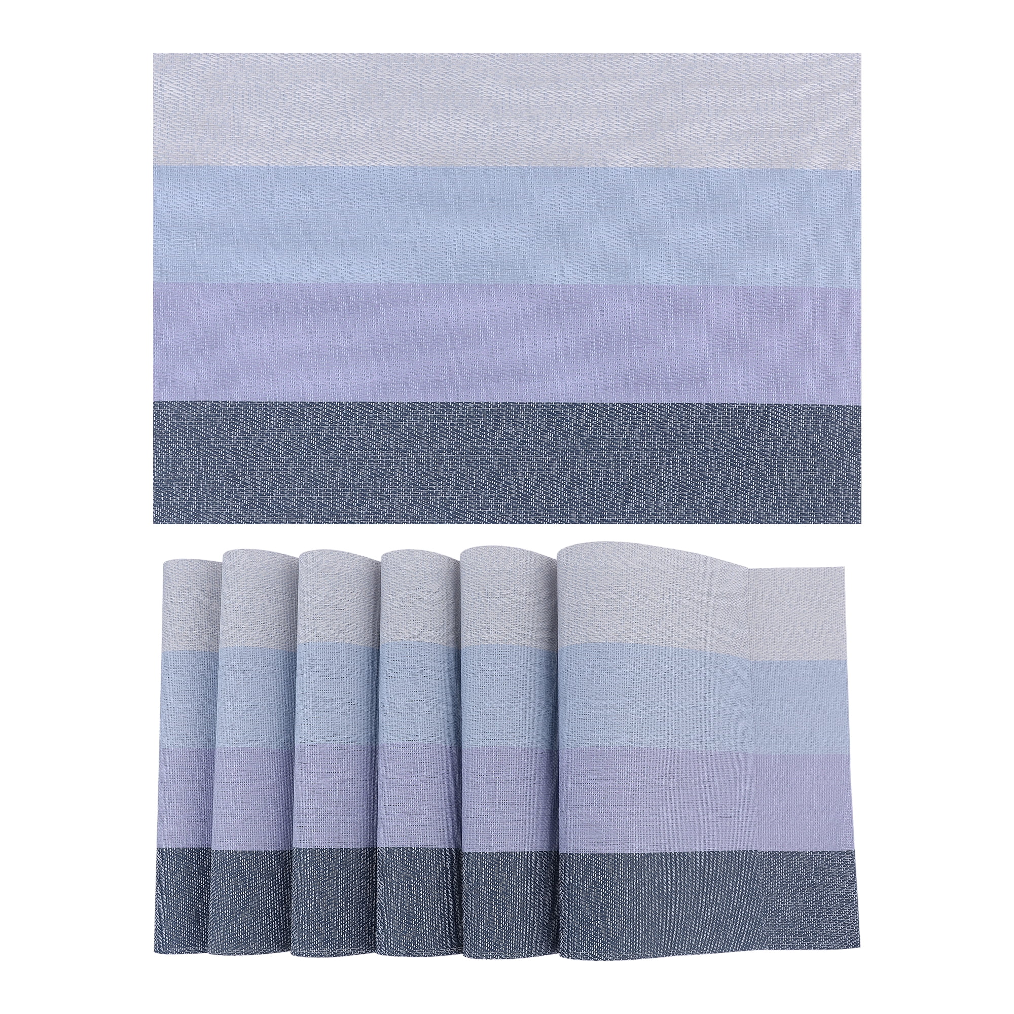 Unique Bargains 6 Pack Rectangle Placemat for Dining Table Decor Wipeable Table Mat Blue