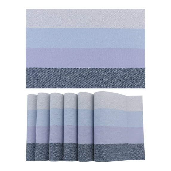 Unique Bargains 6 Pack Rectangle Placemat for Dining Table Decor Wipeable Table Mat Blue