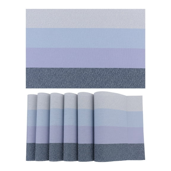 Unique Bargains 6 Pack Rectangle Placemat for Dining Table Decor Wipeable Table Mat Blue