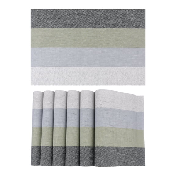 Unique Bargains 6 Pack Rectangle Placemat for Dining Table Decor Wipeable Table Mat Green