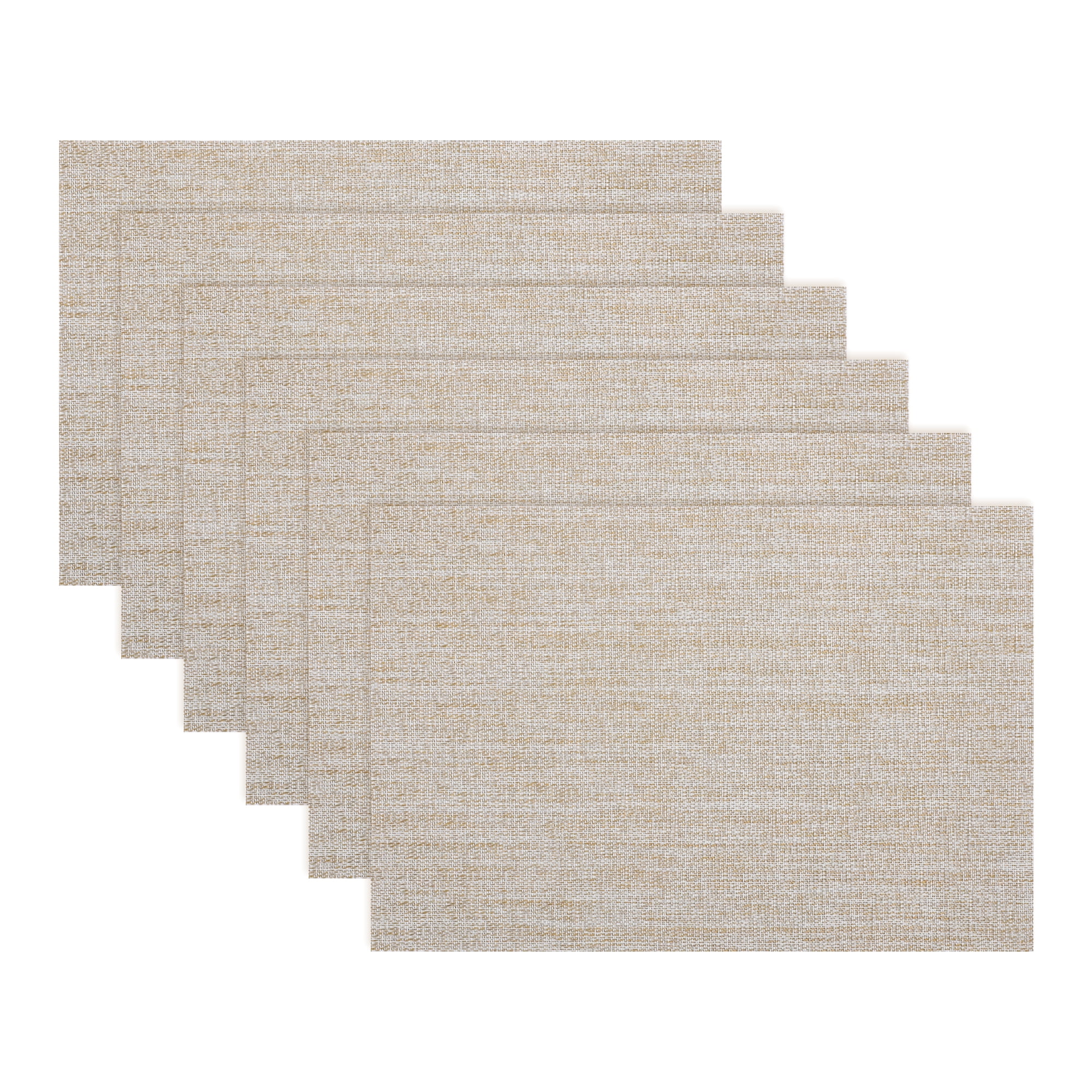 Unique Bargains 6 Pack Rectangle Plastic Washable Placemats Beige 17.7x11.8inch