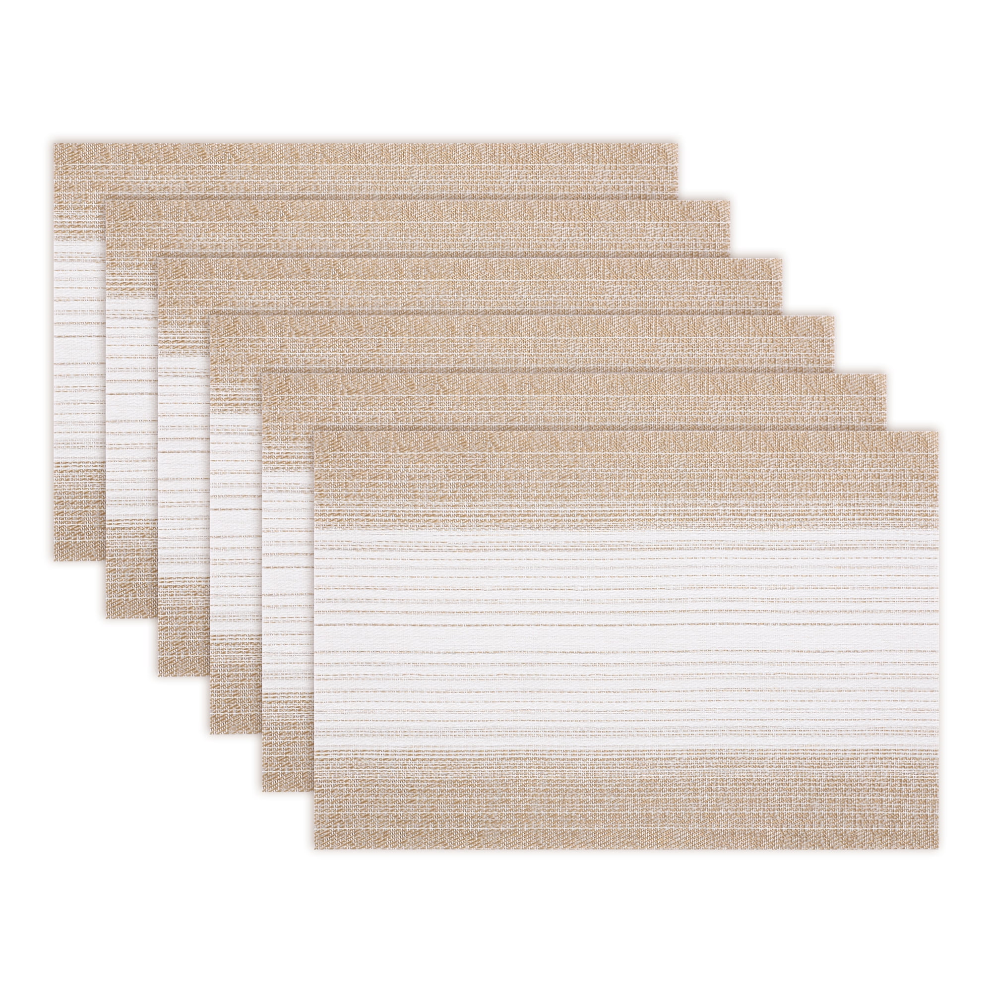 Unique Bargains 6 Pack Rectangle Plastic Washable Table Mats Beige 17.7x11.8inch