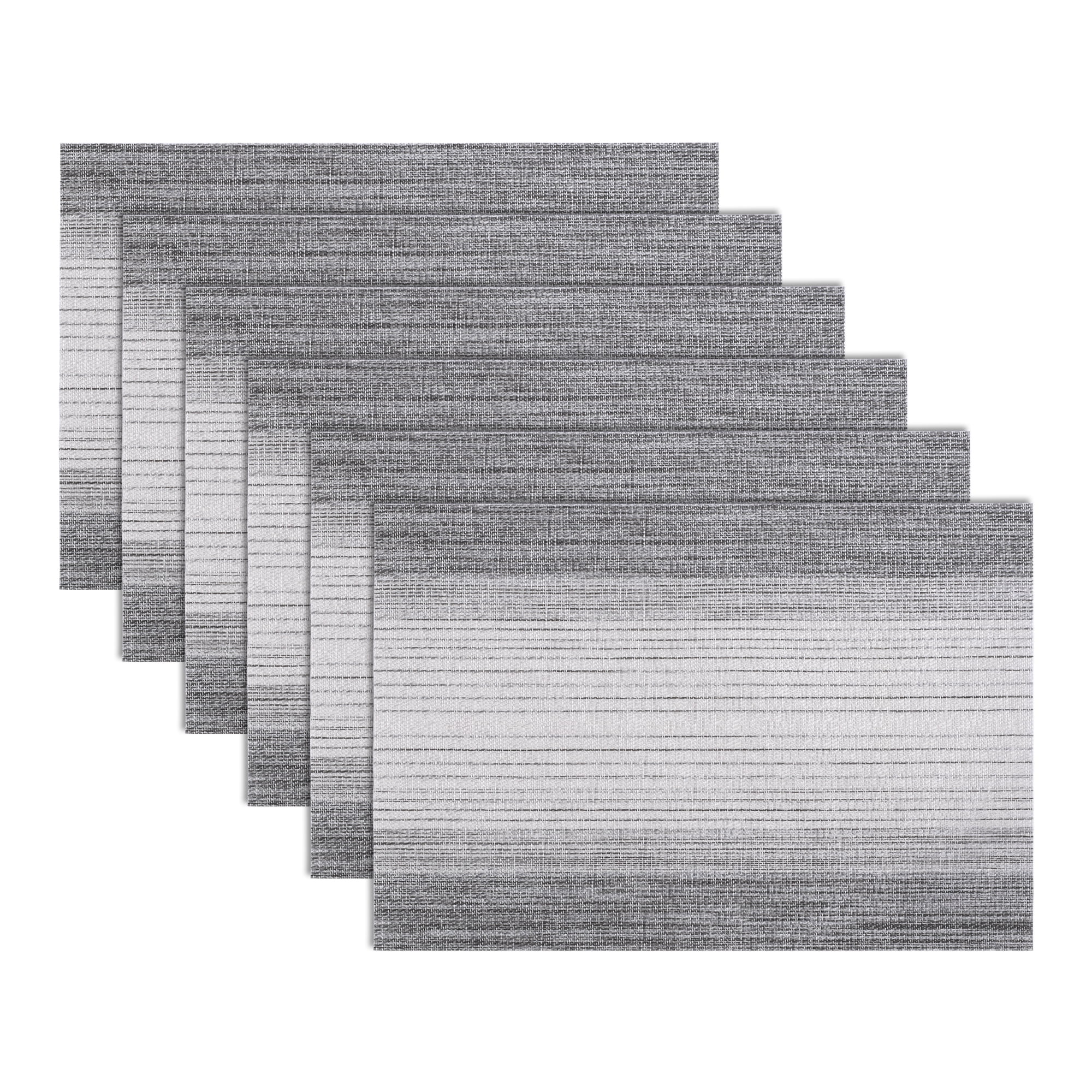Unique Bargains 6 Pack Rectangle Plastic Washable Table Mats Black Gray 17.7x11.8inch