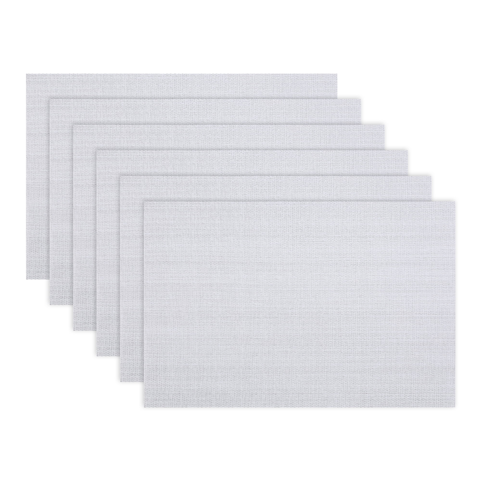 Unique Bargains 6 Pack Rectangle Plastic Washable Table Mats Light Gray 17.7x11.8inch