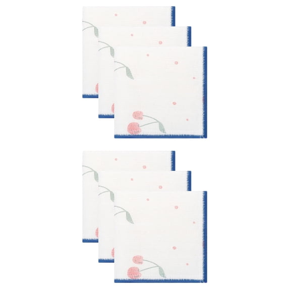 Unique Bargains 6 Pack Reusable Cute Pattern Quick Dry Dish Cloths Blue 12" x 12"