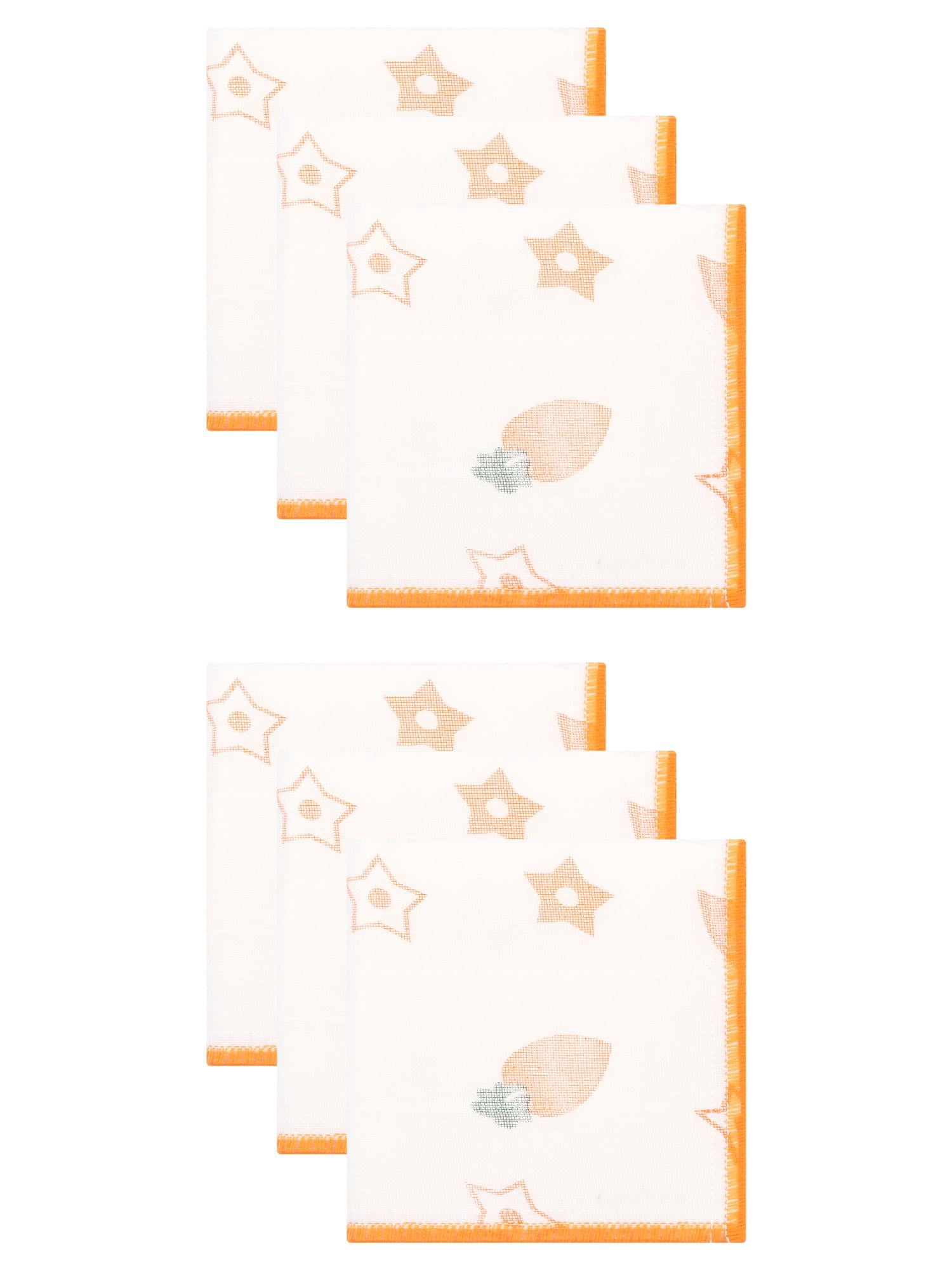 Unique Bargains 6 Pack Reusable Cute Pattern Quick Dry Dish Cloths Orange 12" x 12"