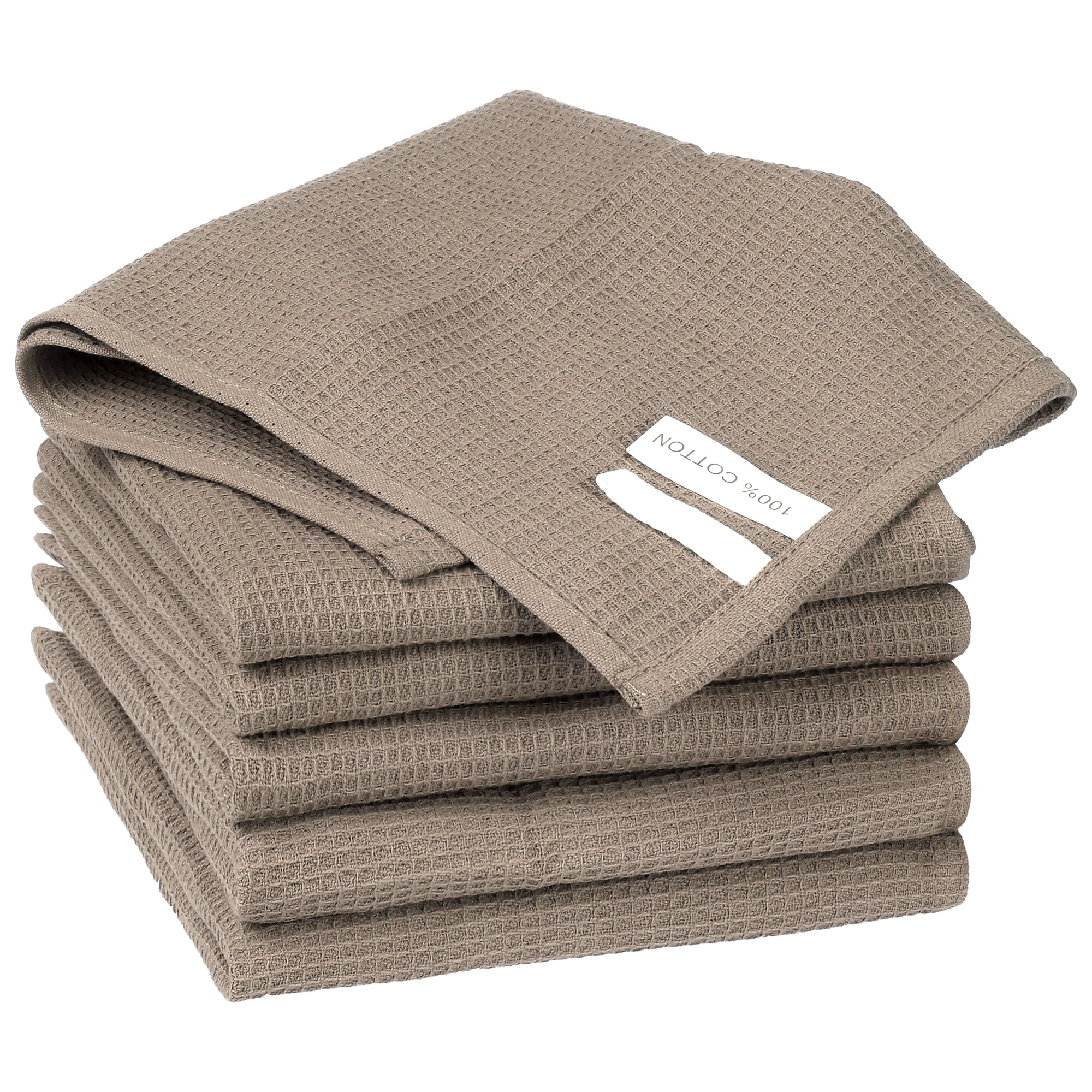 Unique Bargains 6 Pack Reuseable Cleaning Cloths Cotton Waffle Weave Kitchen Towels Brown
