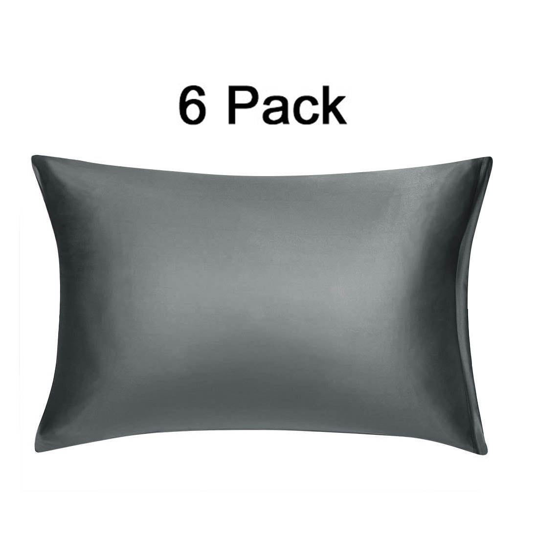 Unique Bargains 6 Pack Satin Pillowcase with Zipper, Queen, Gray