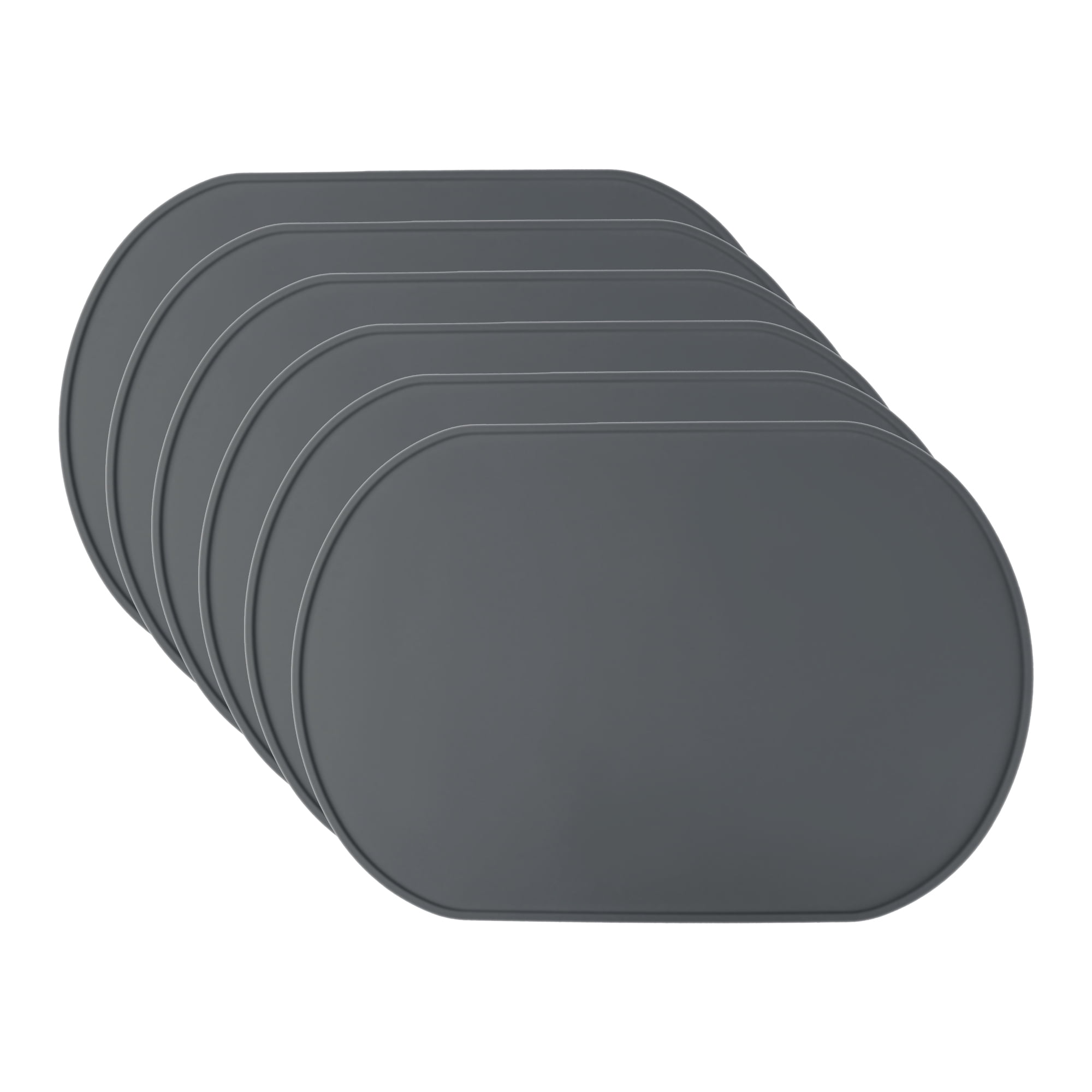 Unique Bargains 6 Pack Silicone Placemats for Kitchen Dining Table Decor Dark Gray
