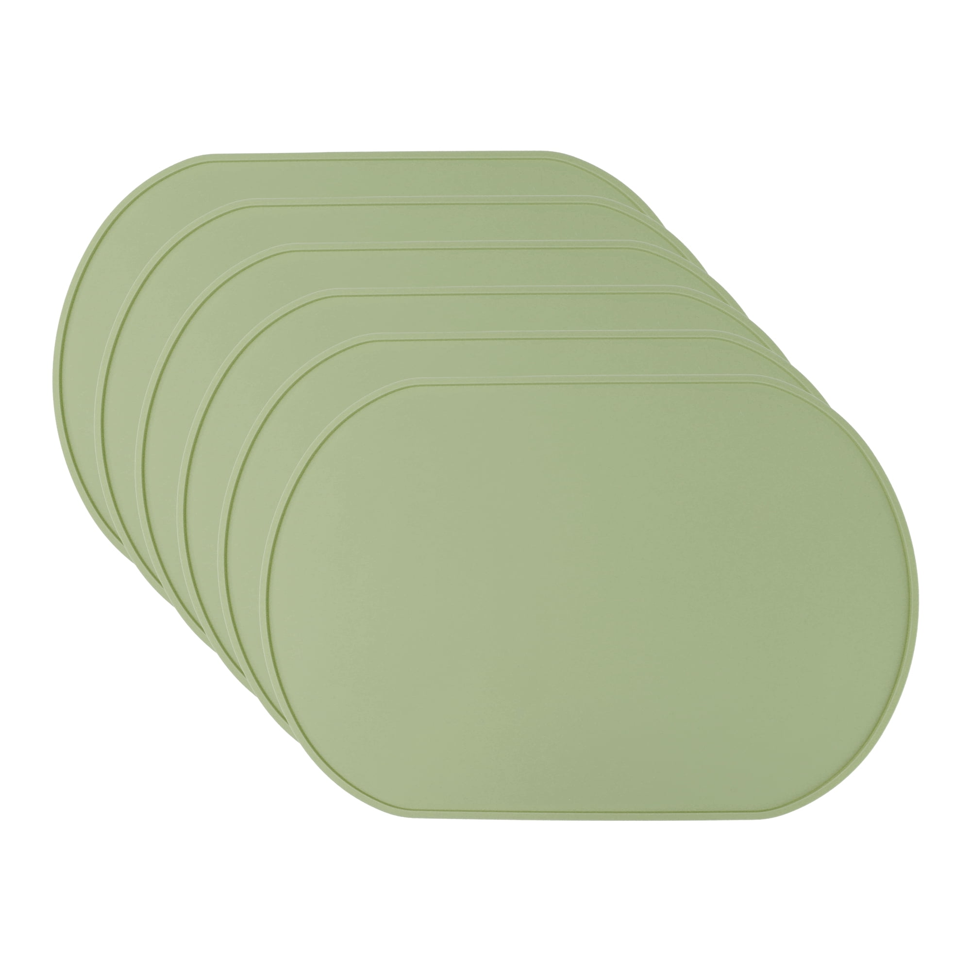 Unique Bargains 6 Pack Silicone Placemats for Kitchen Dining Table Decor Green