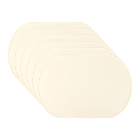 Unique Bargains 6 Pack Silicone Placemats for Kitchen Dining Table Decor Milk White 15"x10"