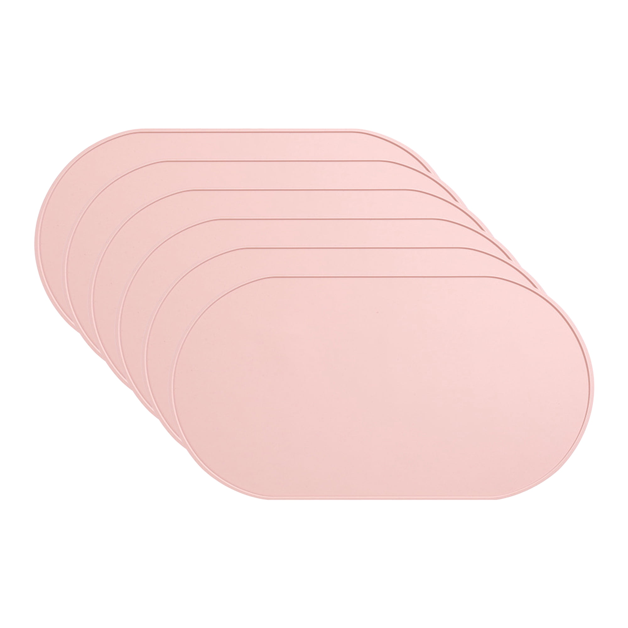Unique Bargains 6 Pack Silicone Placemats for Kitchen Dining Table Decor Pink 21"x11"