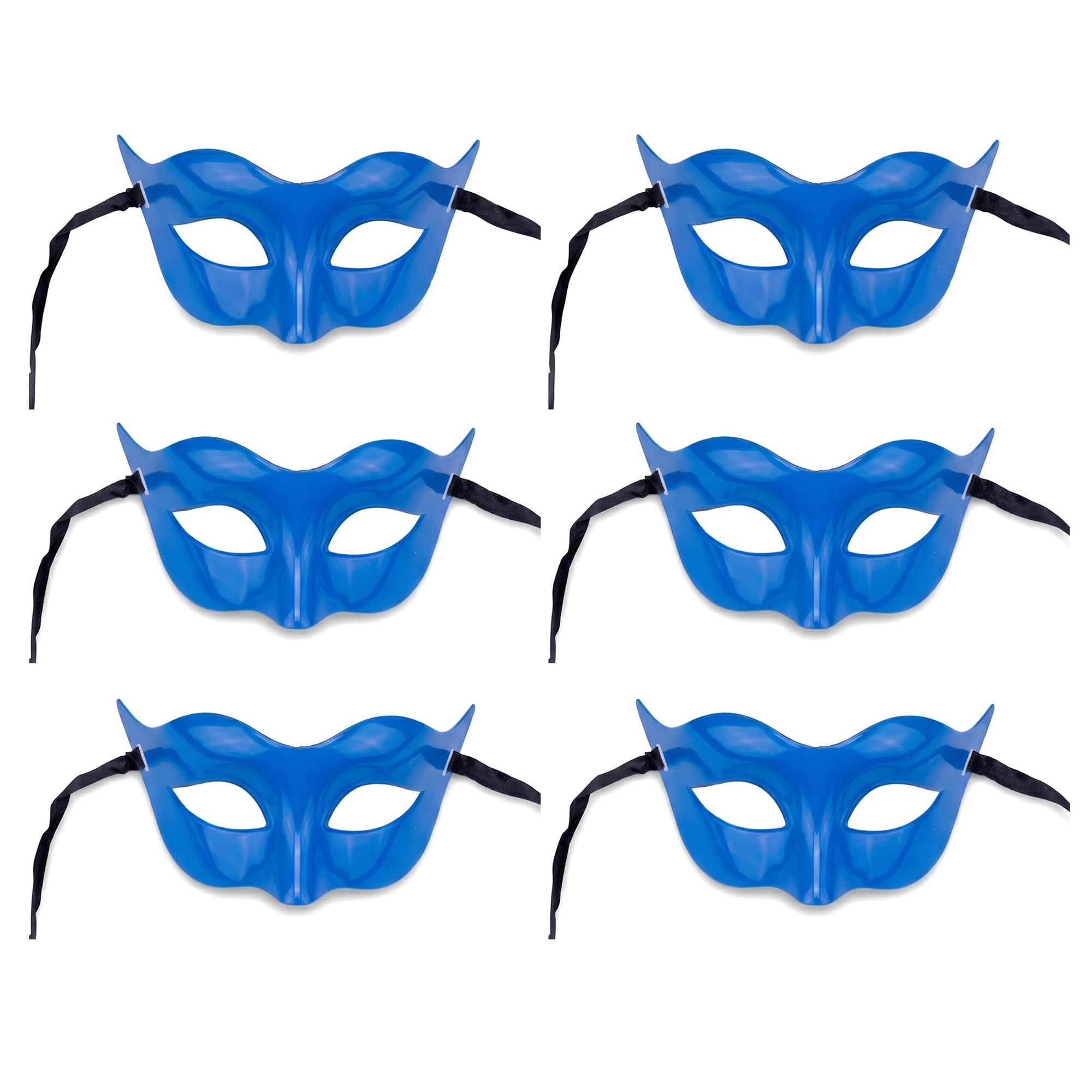 Unique Bargains 6-Pack Venetian Half Face Masks Set for Halloween Party Blue 7.1" x 3.1"