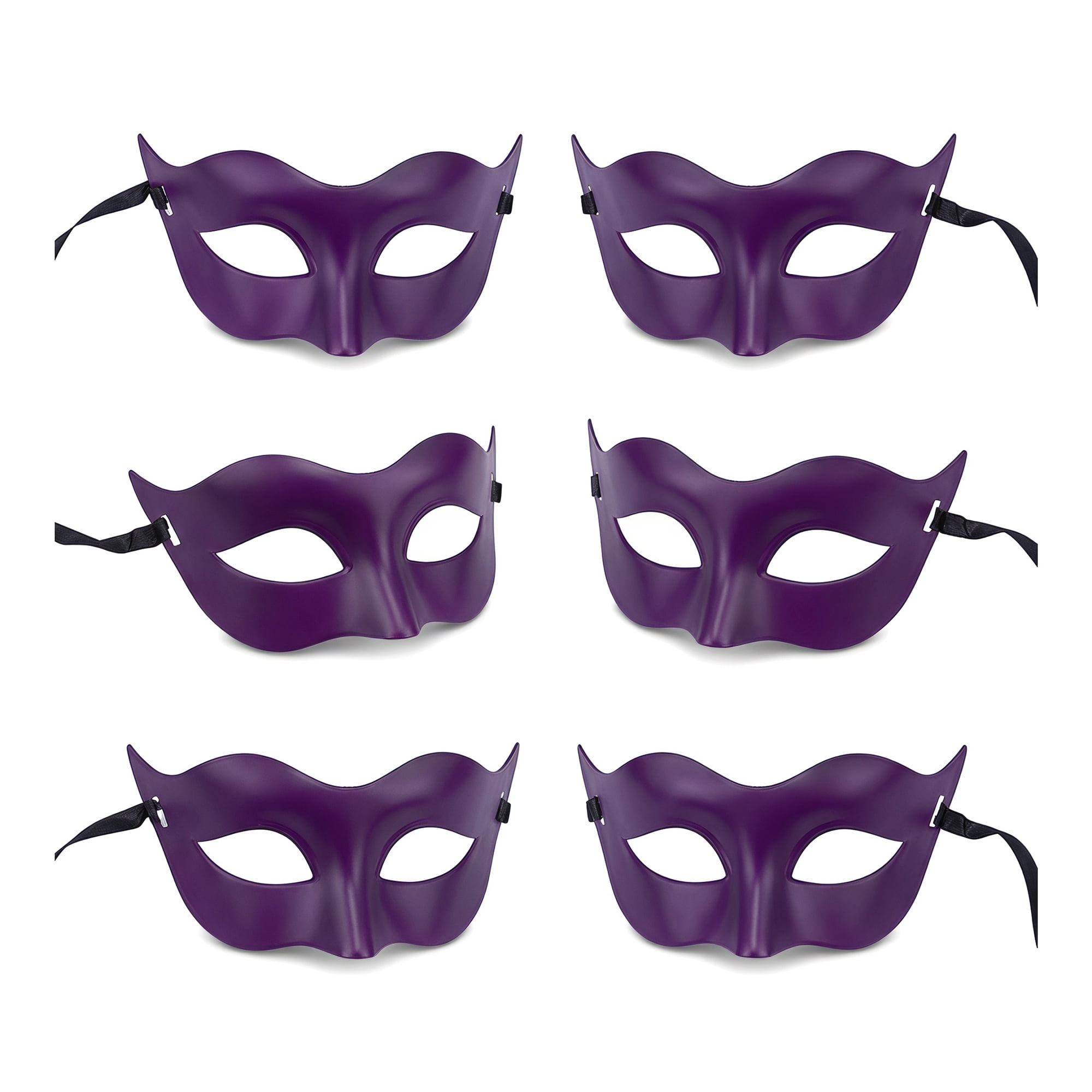 Unique Bargains 6-Pack Venetian Half Face Masks Set for Halloween Party Pink 7.1" x 3.1"