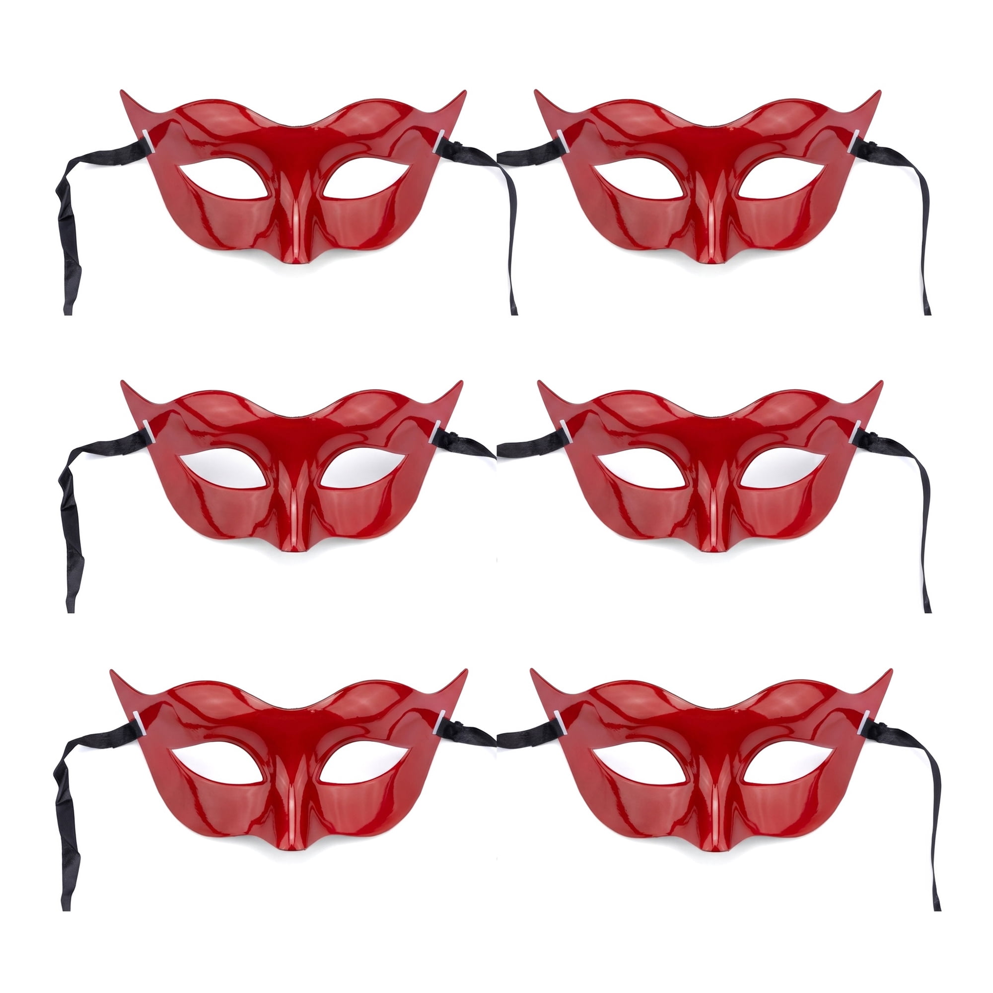 Unique Bargains 6-Pack Venetian Half Face Masks Set for Halloween Party Red 7.1" x 3.1"