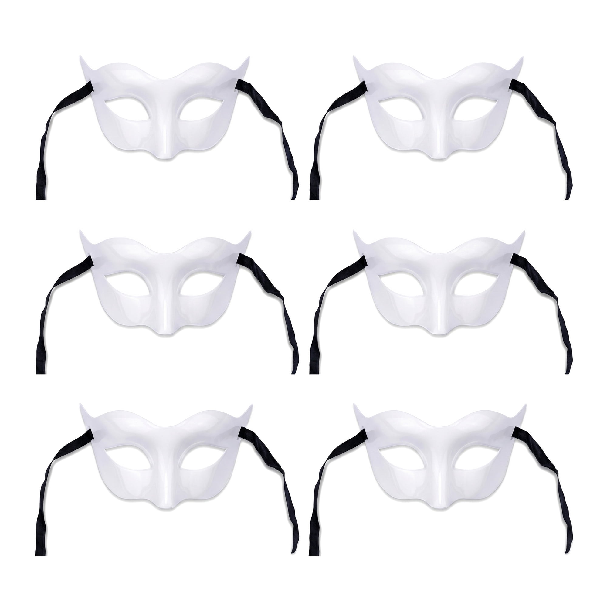Unique Bargains 6-Pack Venetian Half Face Masks Set for Halloween Party White 7.1" x 3.1"