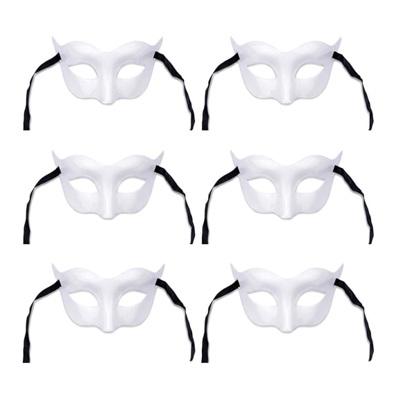 Unique Bargains 6-Pack Venetian Half Face Masks Set for Halloween Party White 7.1" x 3.1"