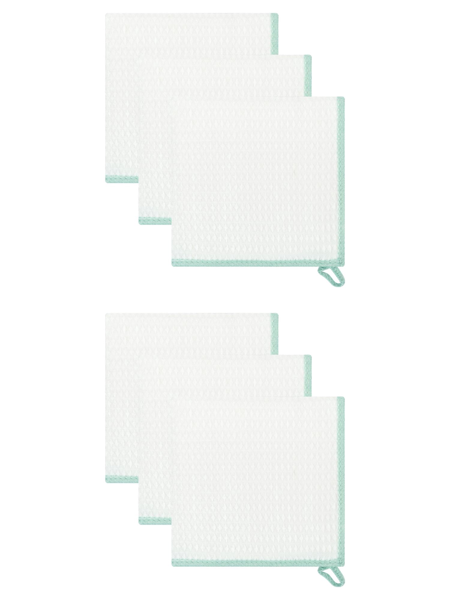 Unique Bargains 6 Pack Wood Fiber Kitchen Cleaning Dish Cloth Green 12" x 12"