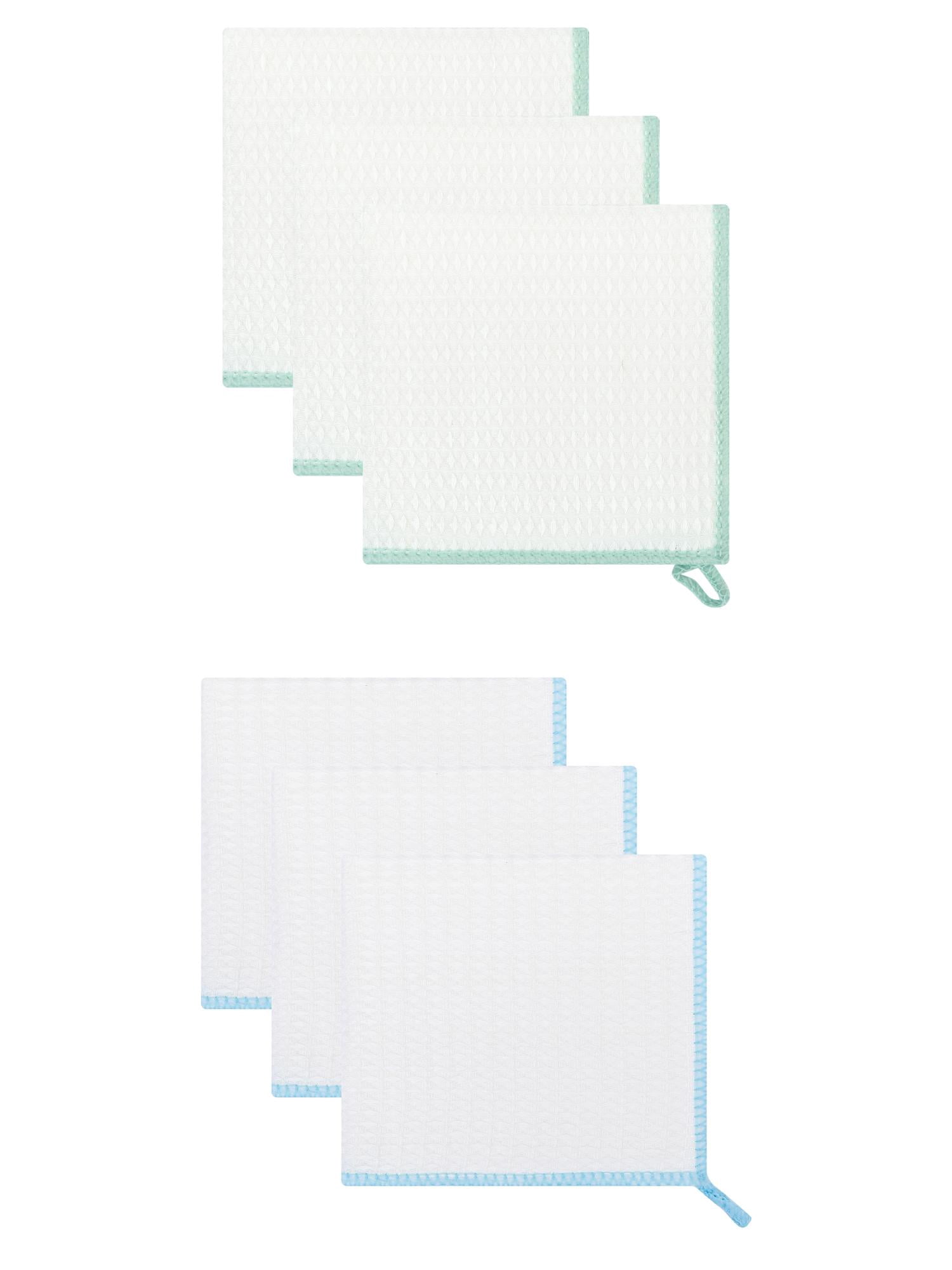 Unique Bargains 6 Pack Wood Fiber Kitchen Cleaning Dish Cloth Green/Blue 12" x 12"