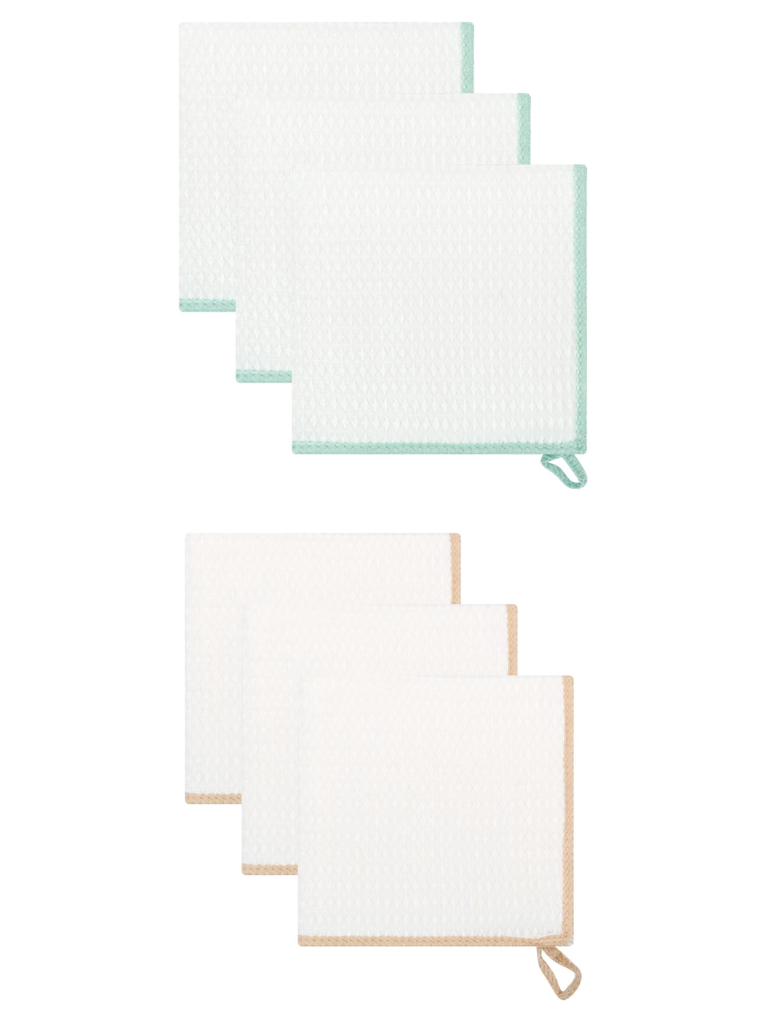 Unique Bargains 6 Pack Wood Fiber Kitchen Cleaning Dish Cloth Green/Coffee 12" x 12"