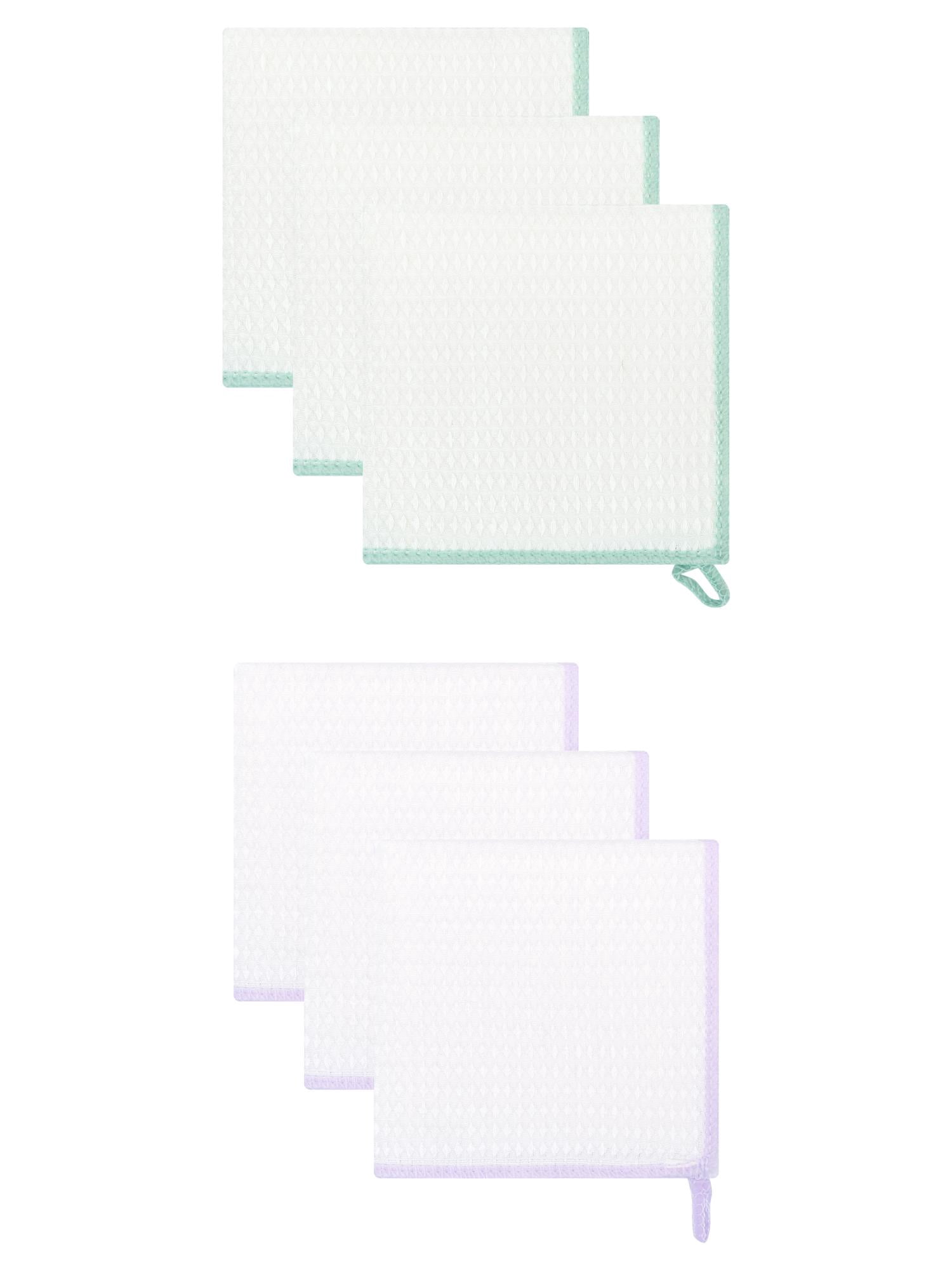 Unique Bargains 6 Pack Wood Fiber Kitchen Cleaning Dish Cloth Green/Purple 12" x 12"
